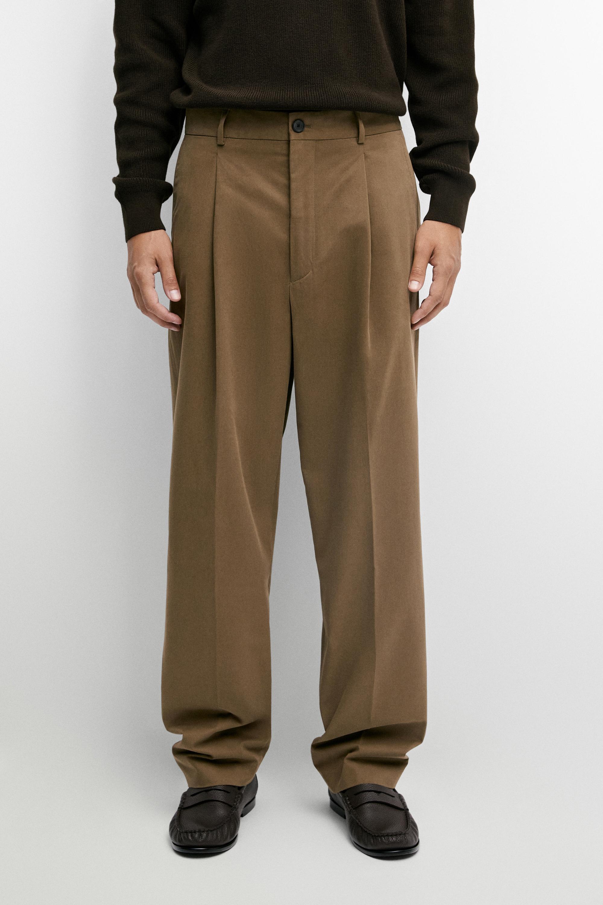 Cotton blend relaxed fit pants Caramel