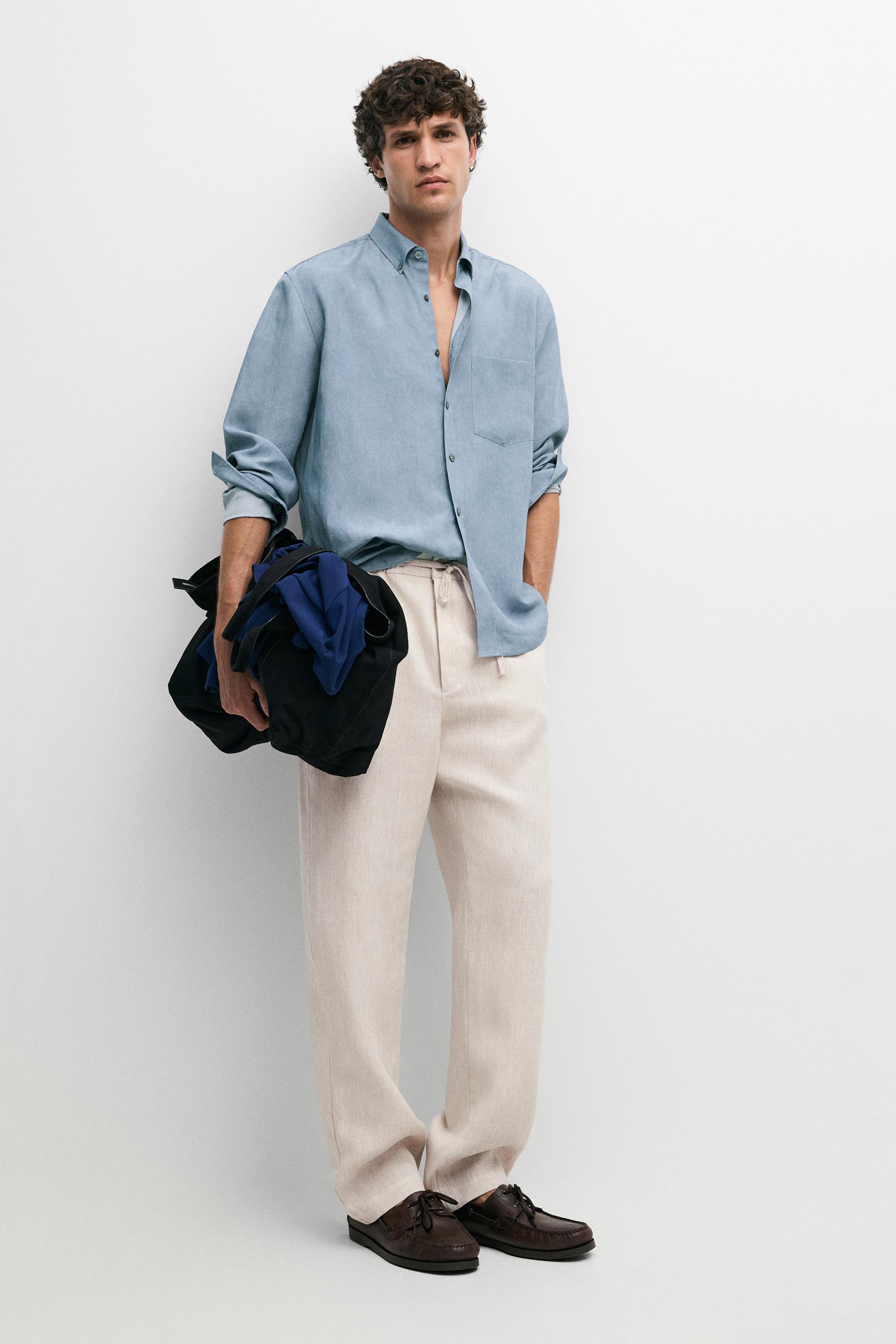 100% linen jogger fit pants Cream