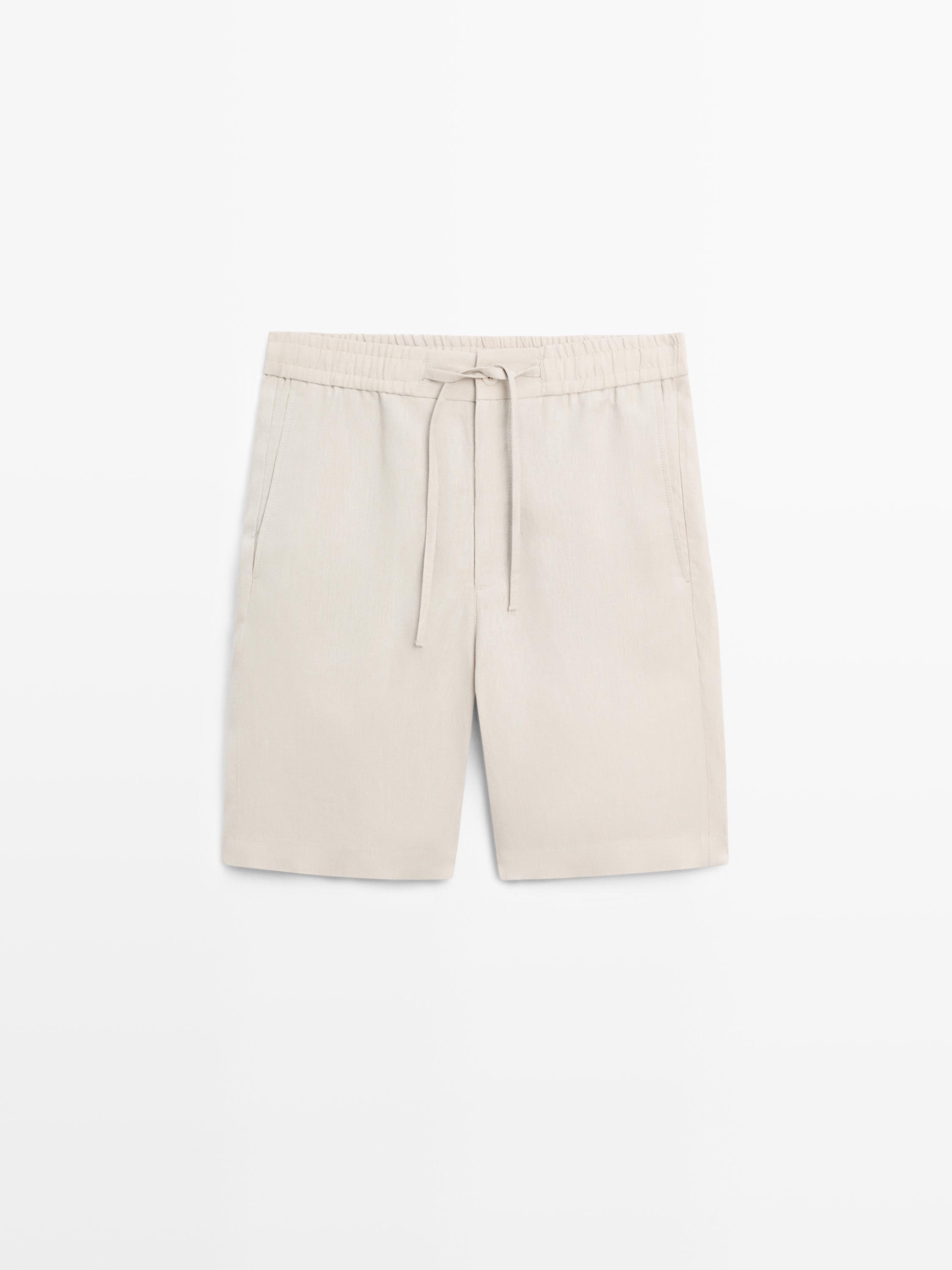 100% linen short Bermuda shorts Sand