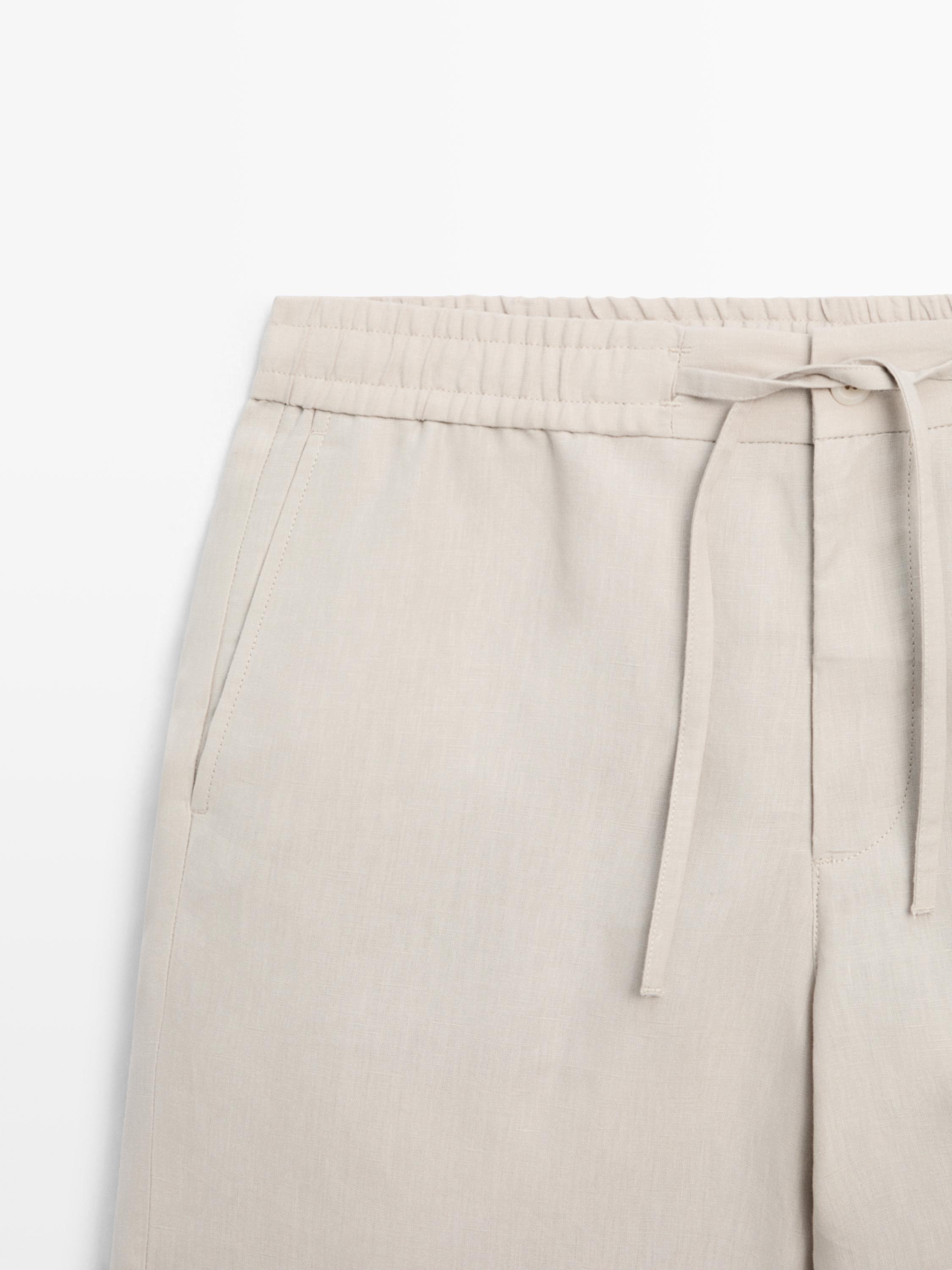 100% linen short Bermuda shorts Sand