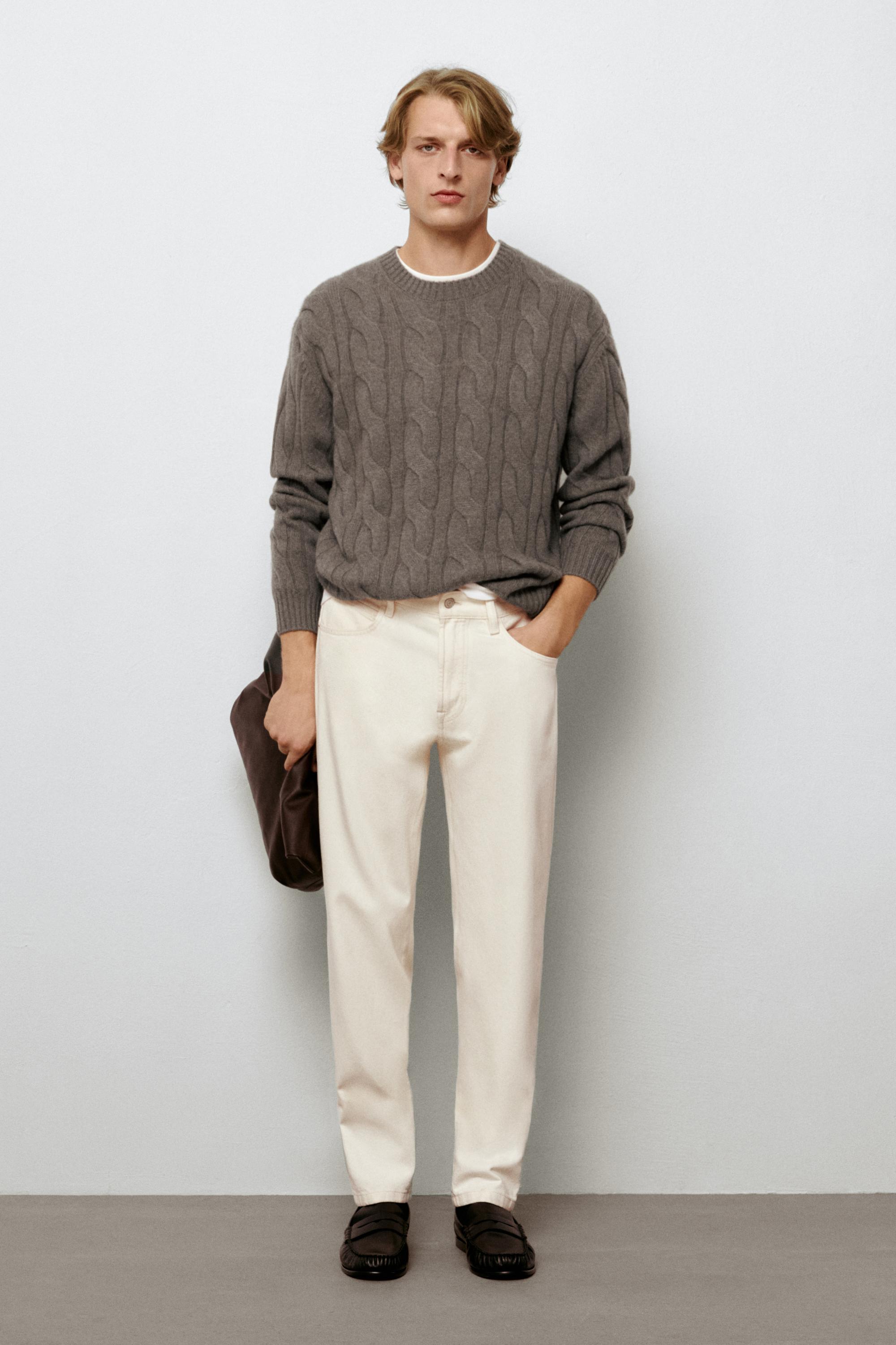 Tapered fit jeans Cream