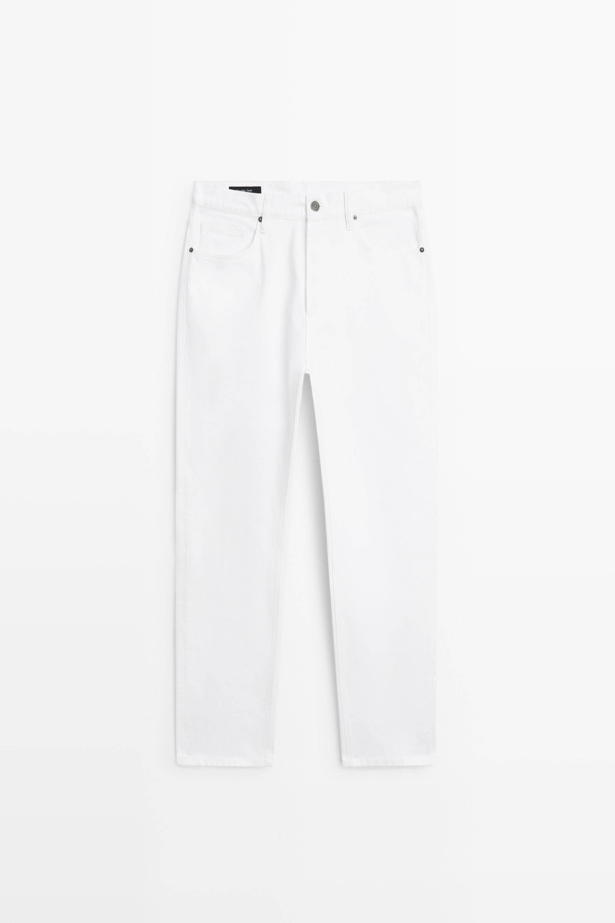Straight-leg denim-effect pants White