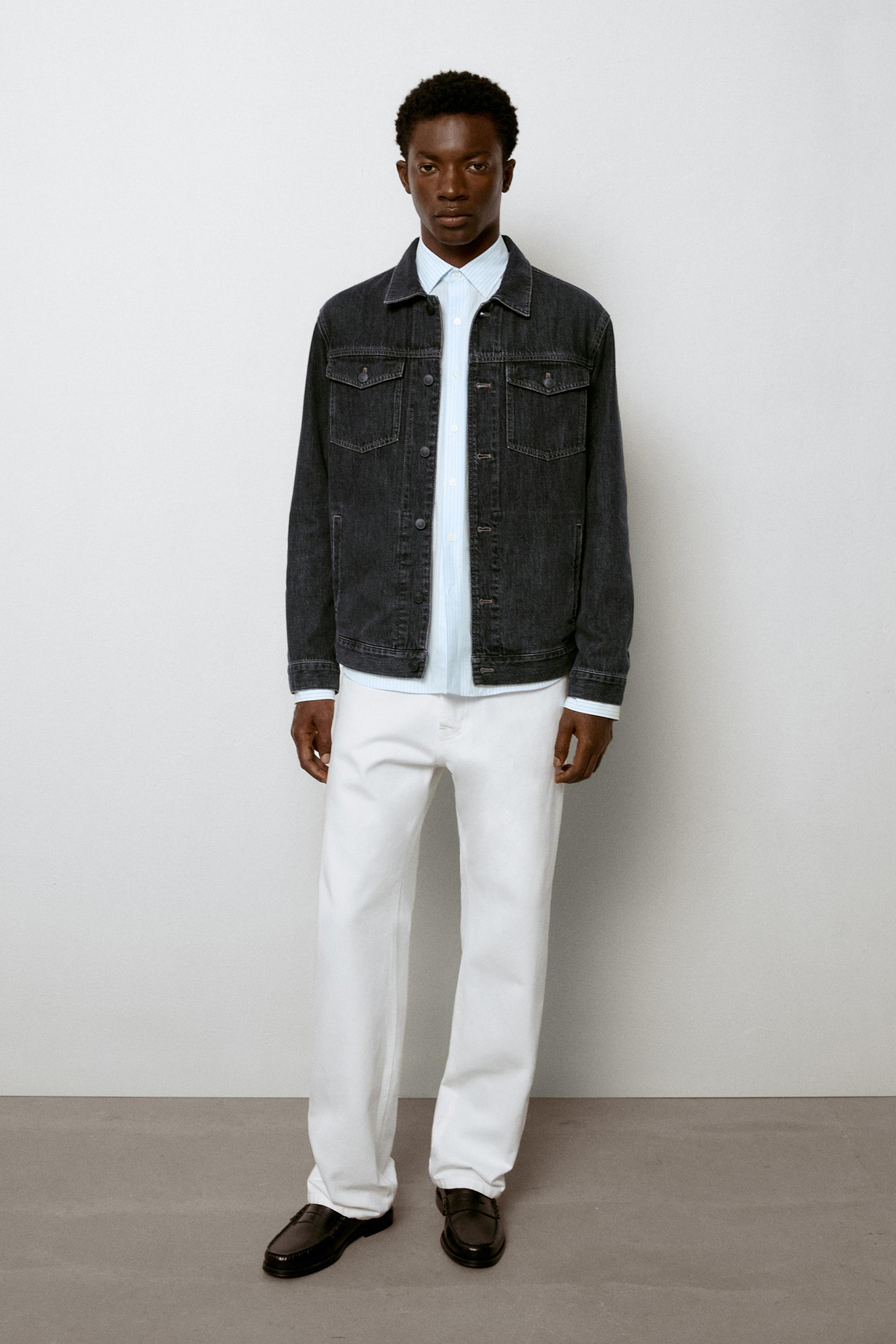 Straight-leg denim-effect pants White