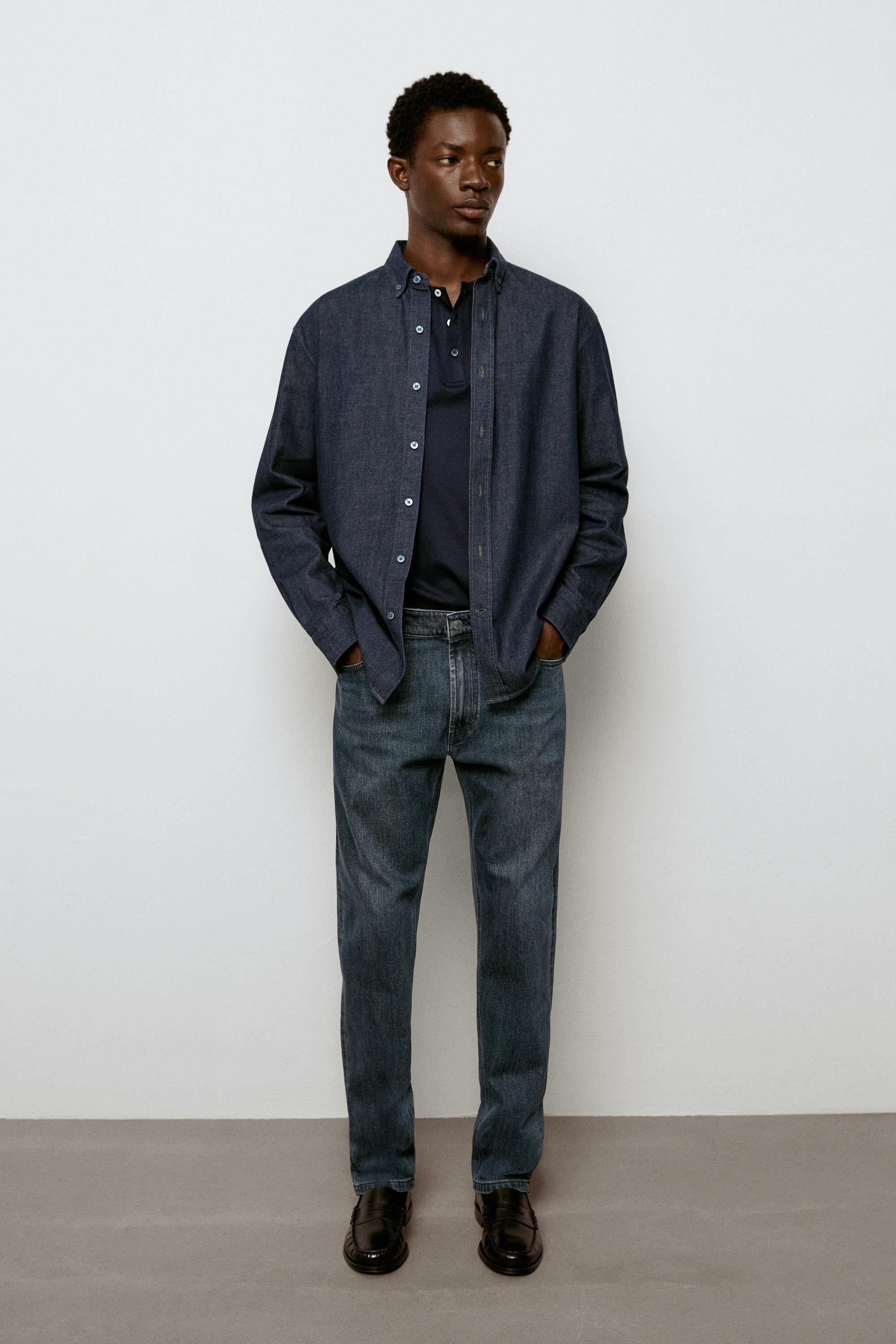 Enzymatic tapered fit jeans Blue