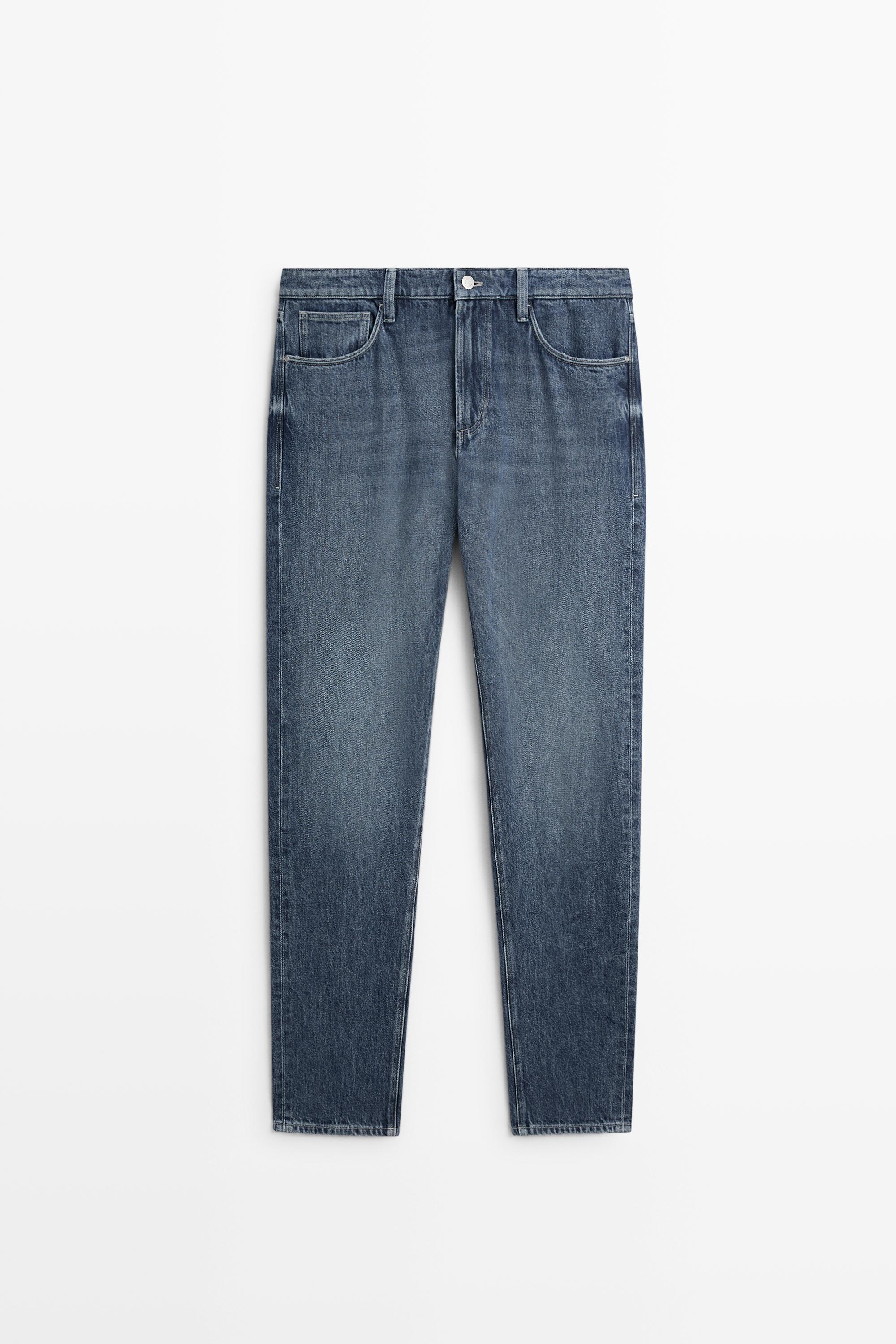 Enzymatic tapered fit jeans Indigo
