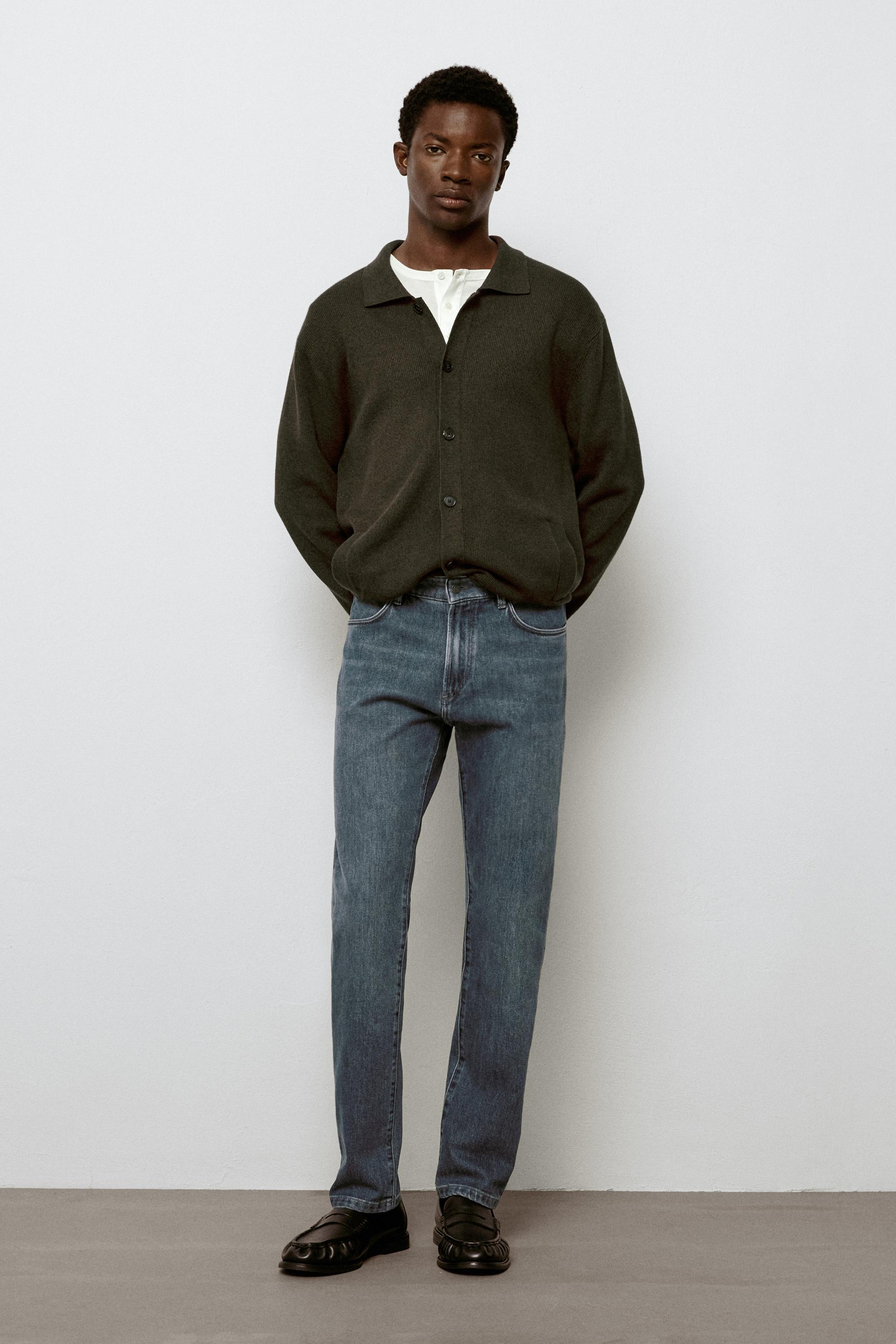 Enzymatic tapered fit jeans Deep Blue