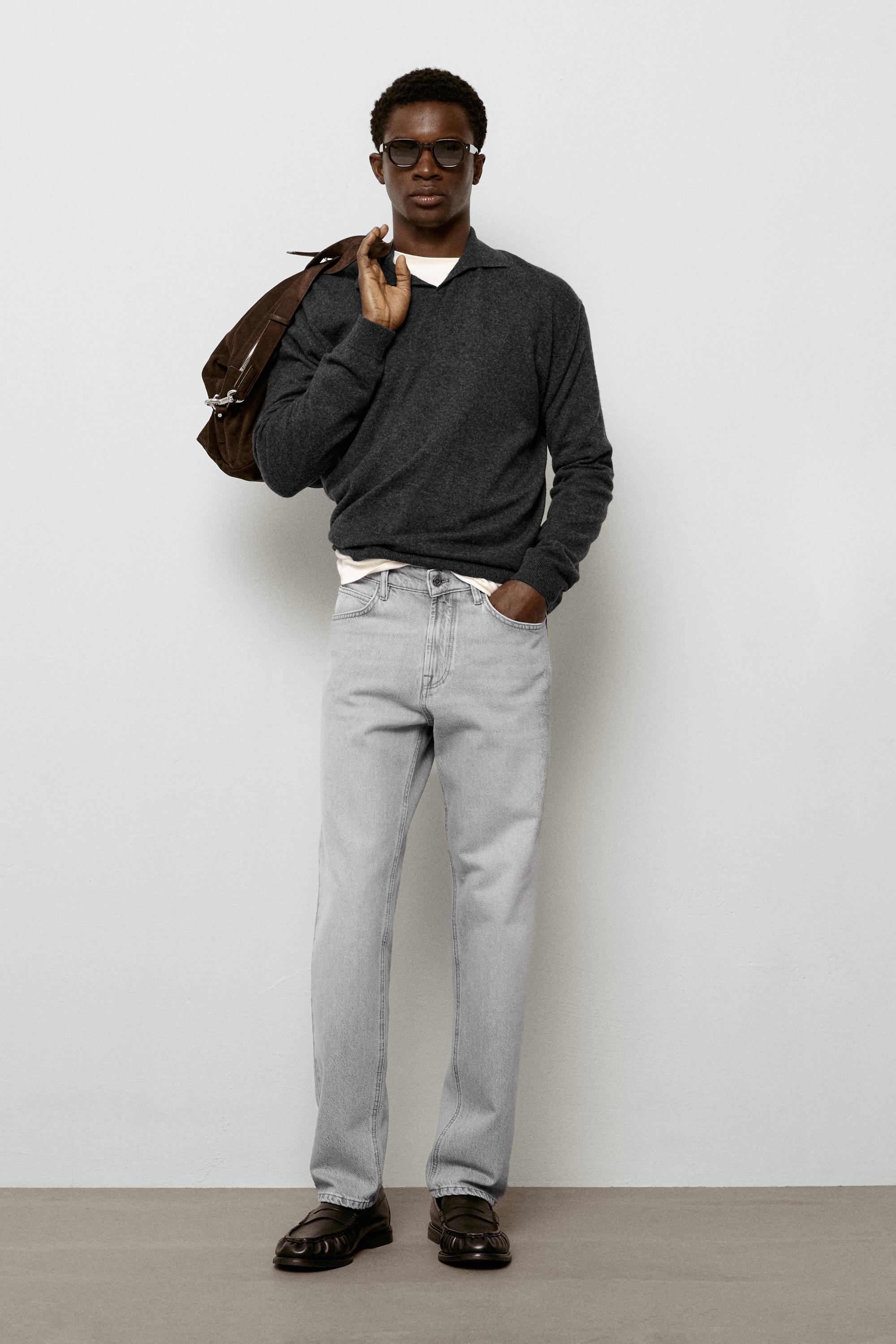 Tapered Fit Jeans Grey Marl