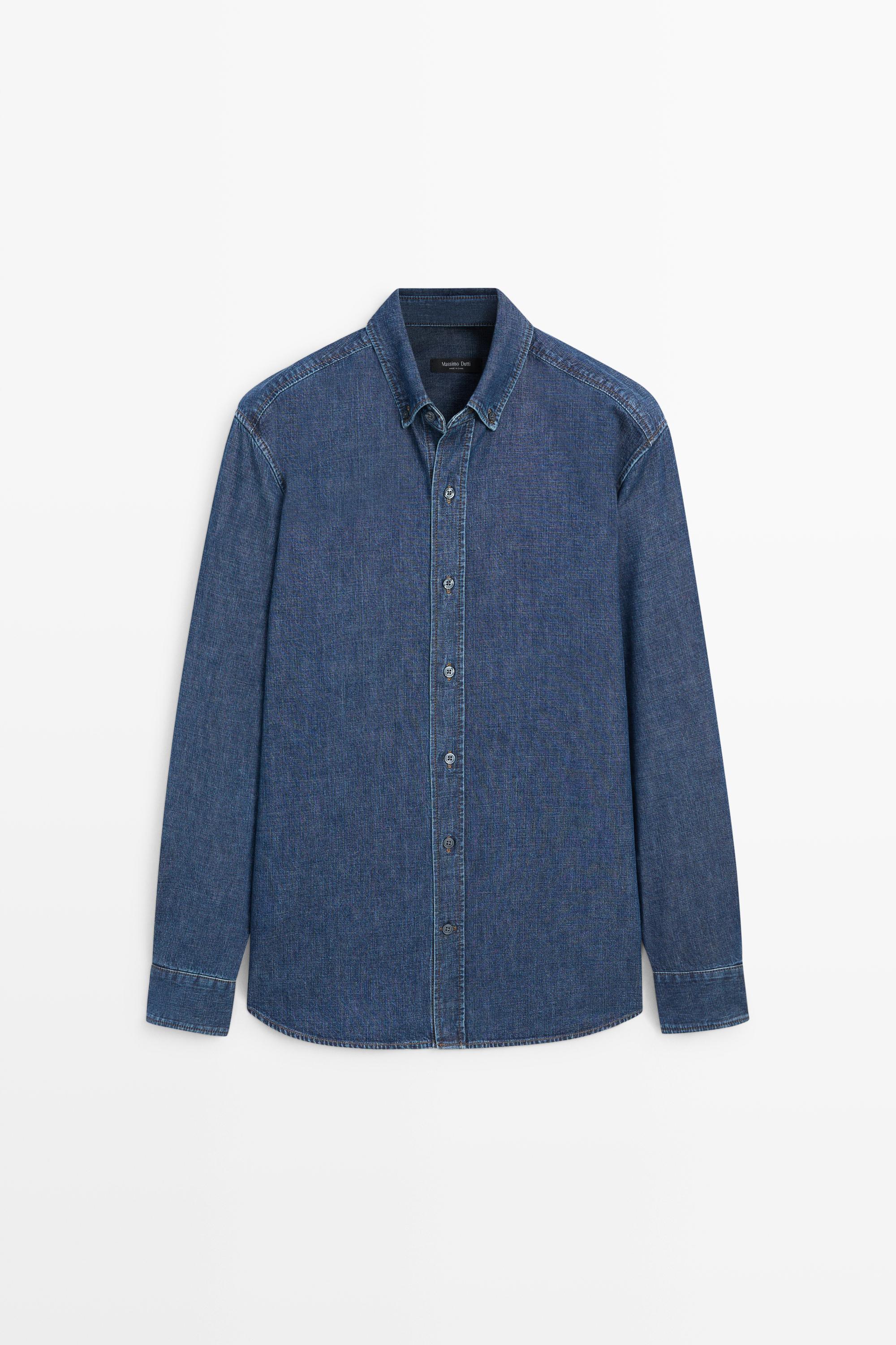 100% Cotton Regular Fit Denim Shirt Medium Blue