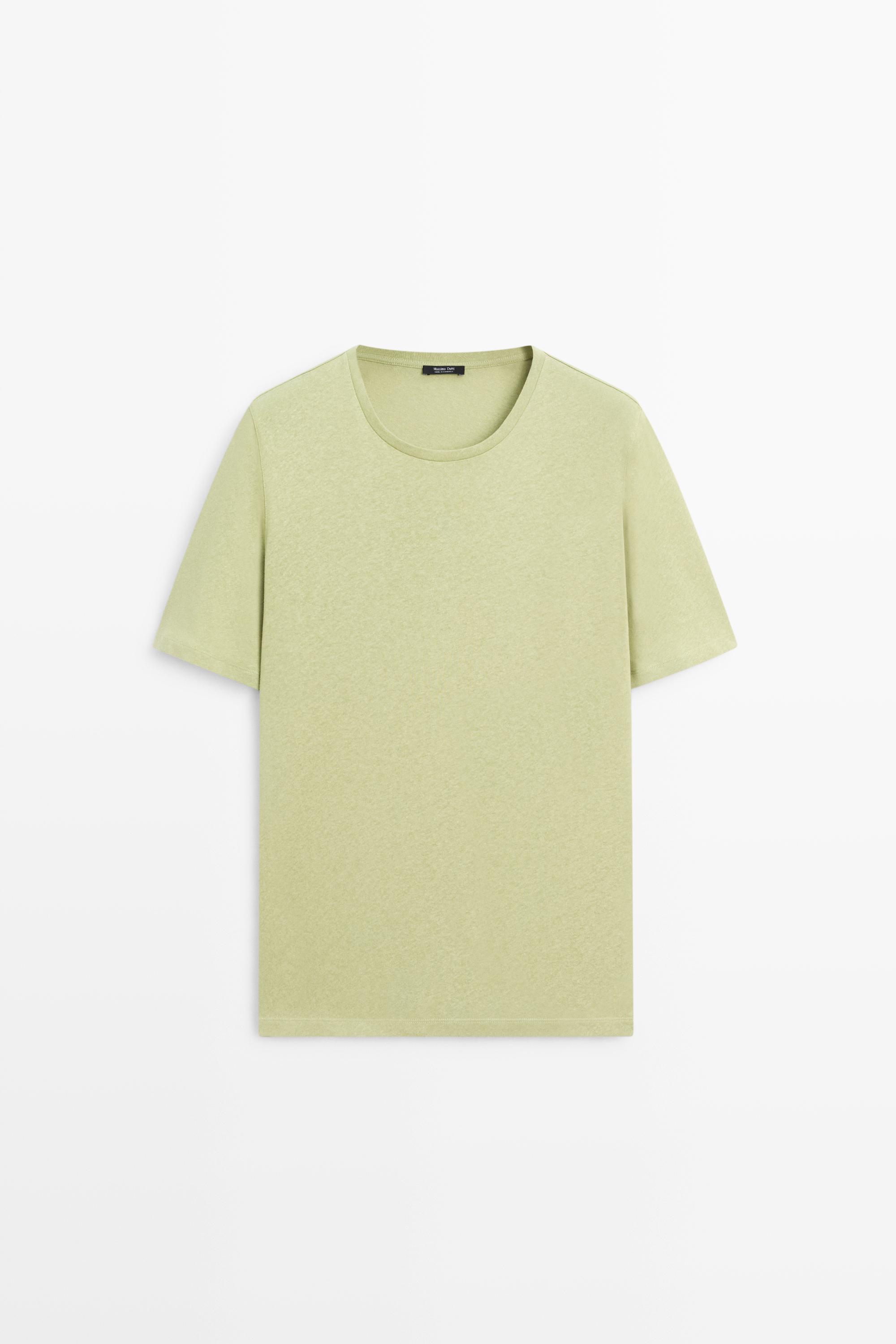 Short sleeve linen and cotton T-shirt Green
