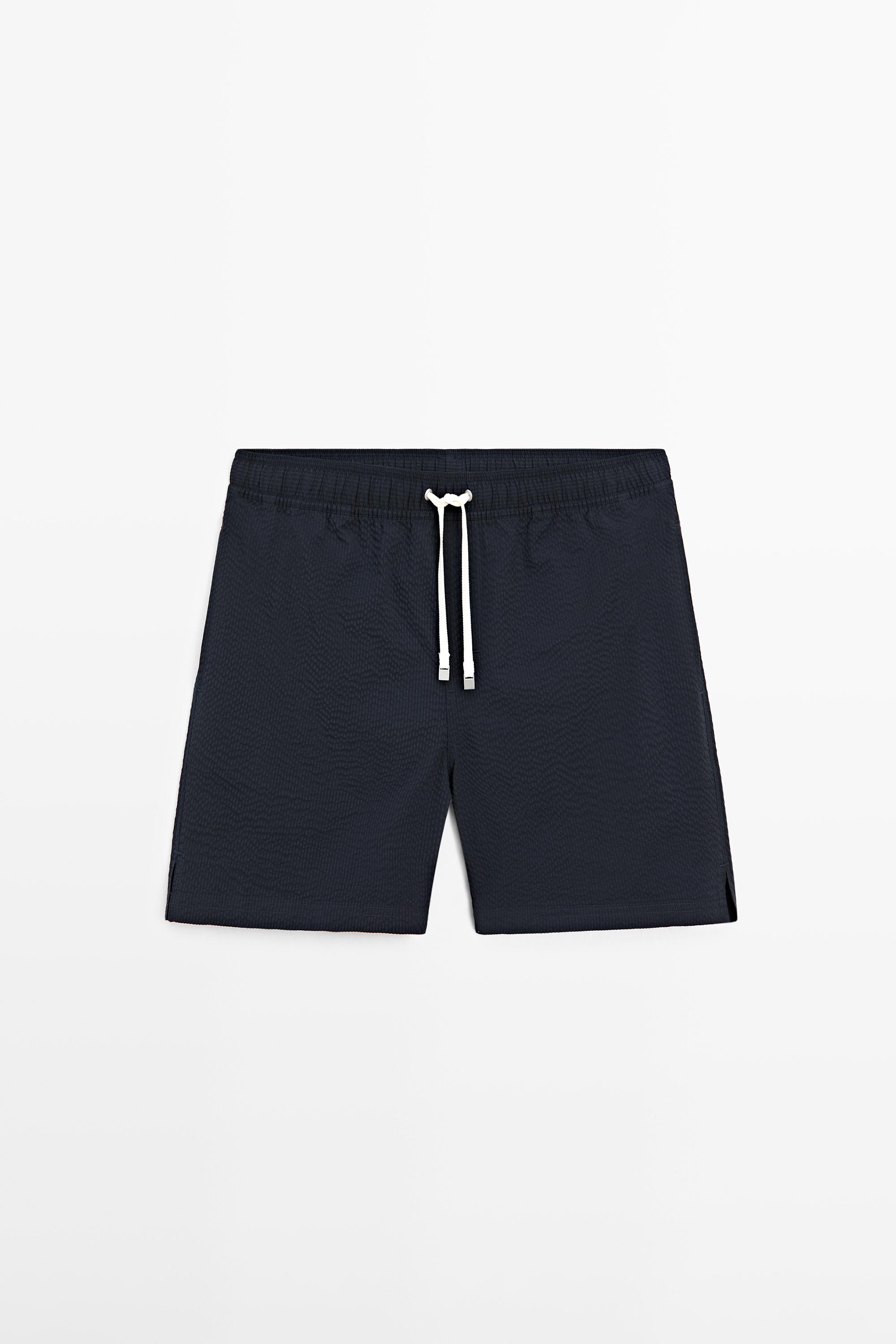 Plain textured swimsuit Navy Blue