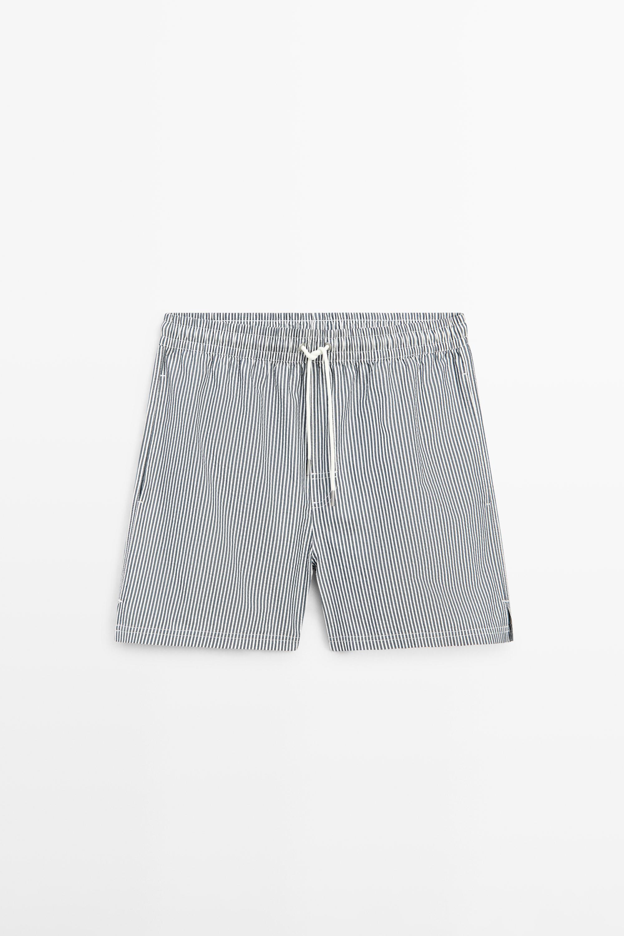 Swimming trunks with striped details Navy Blue