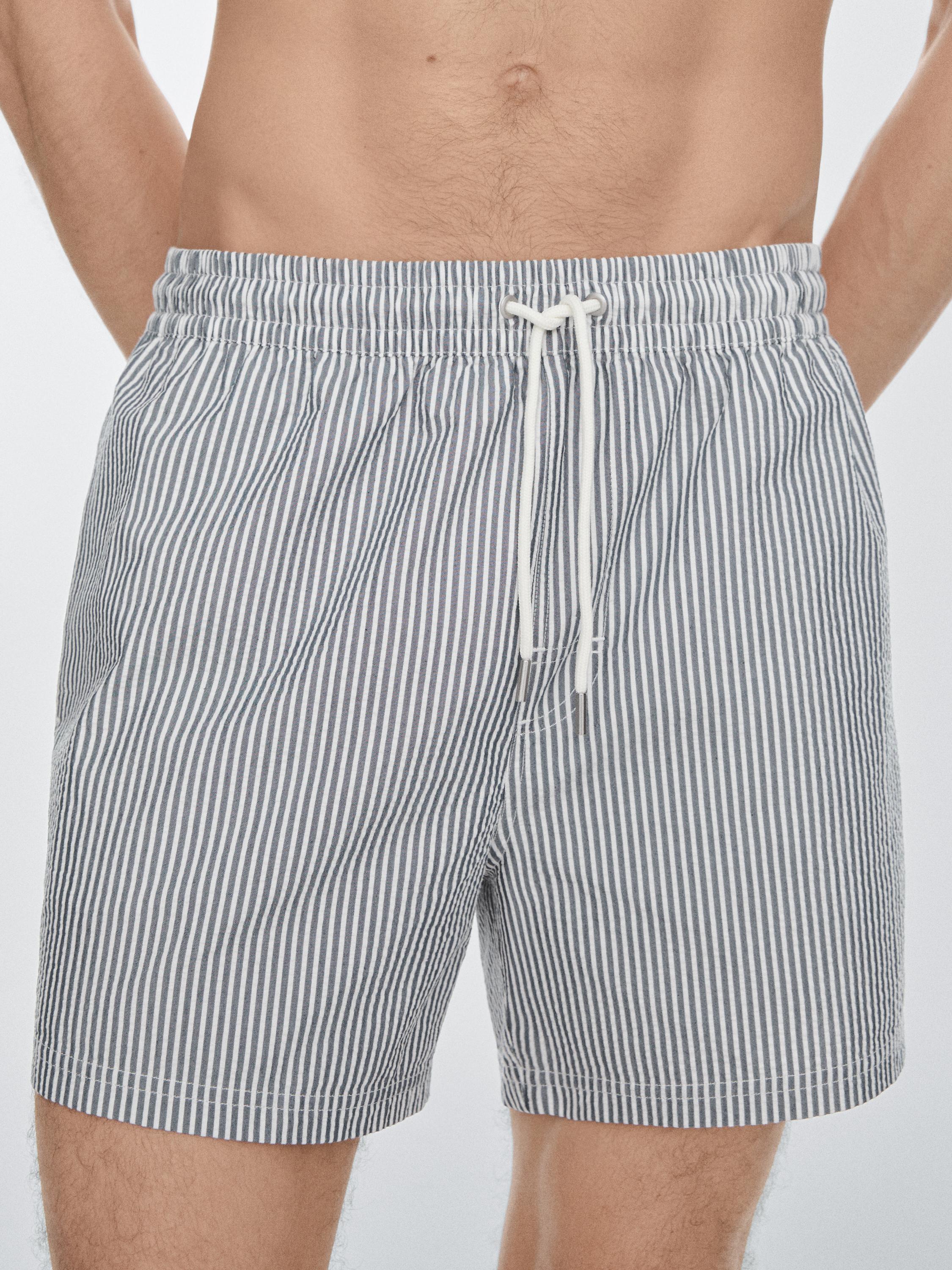 Swimming trunks with striped details Navy Blue