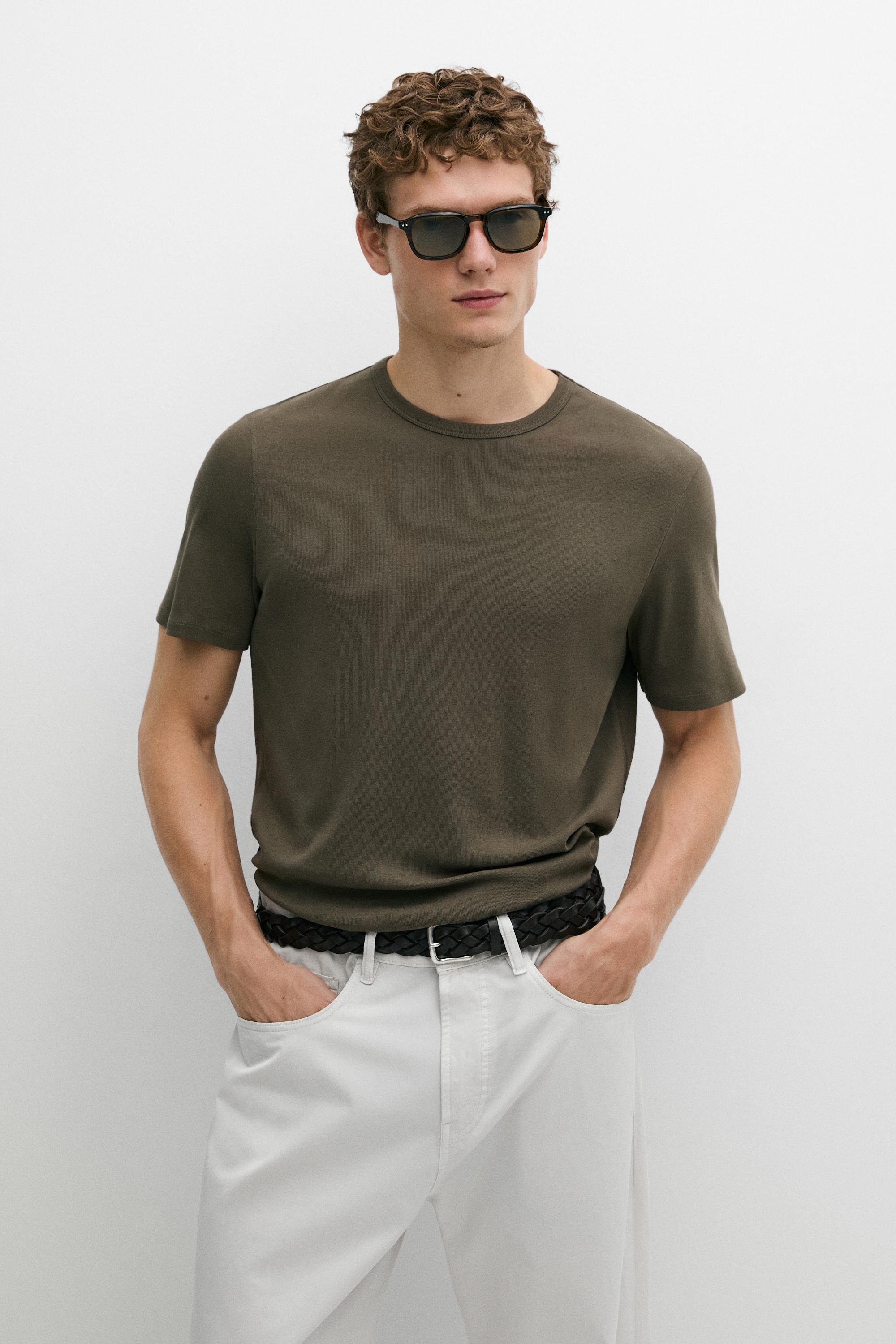 100% cotton short-sleeve T-shirt Khaki