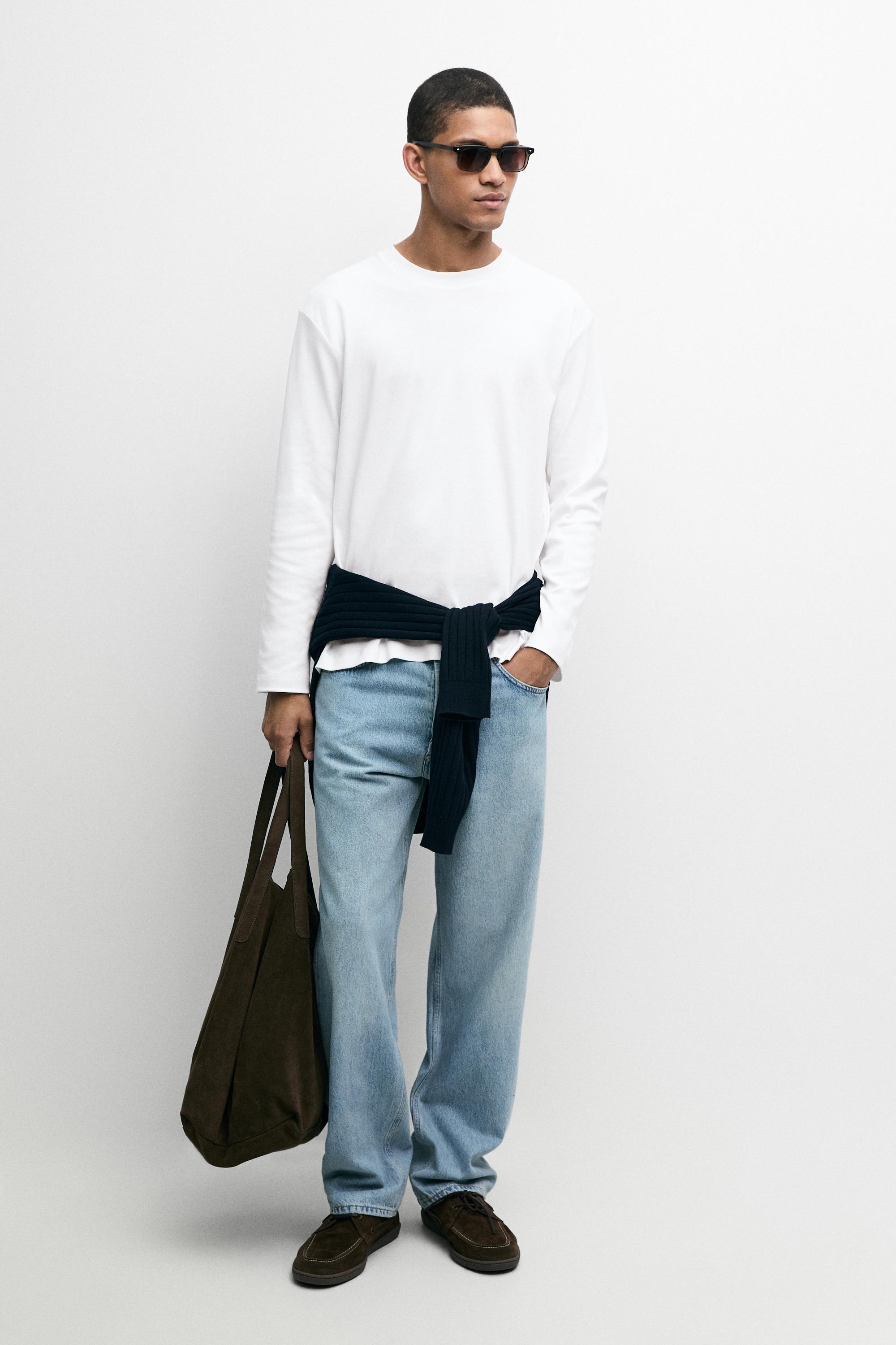 100% cotton long sleeve T-shirt White