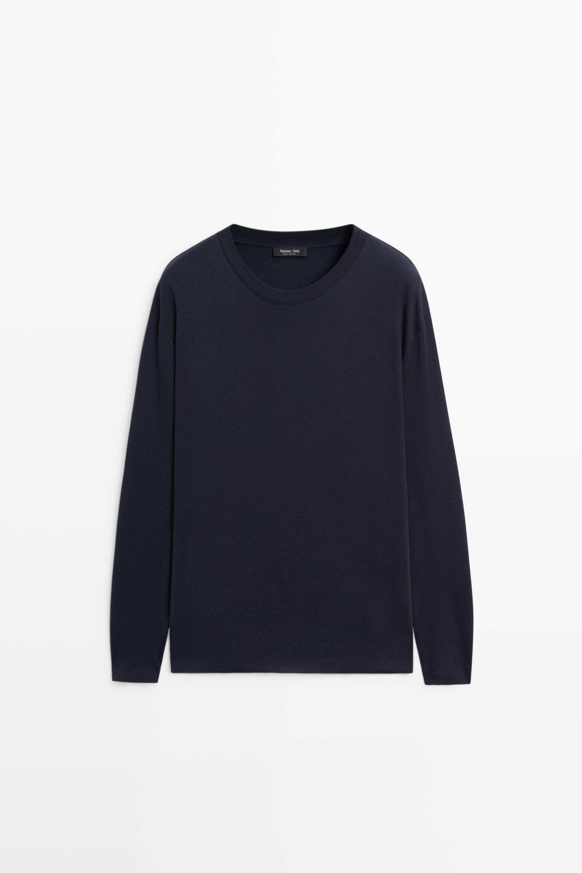 100% cotton long sleeve T-shirt Navy Blue
