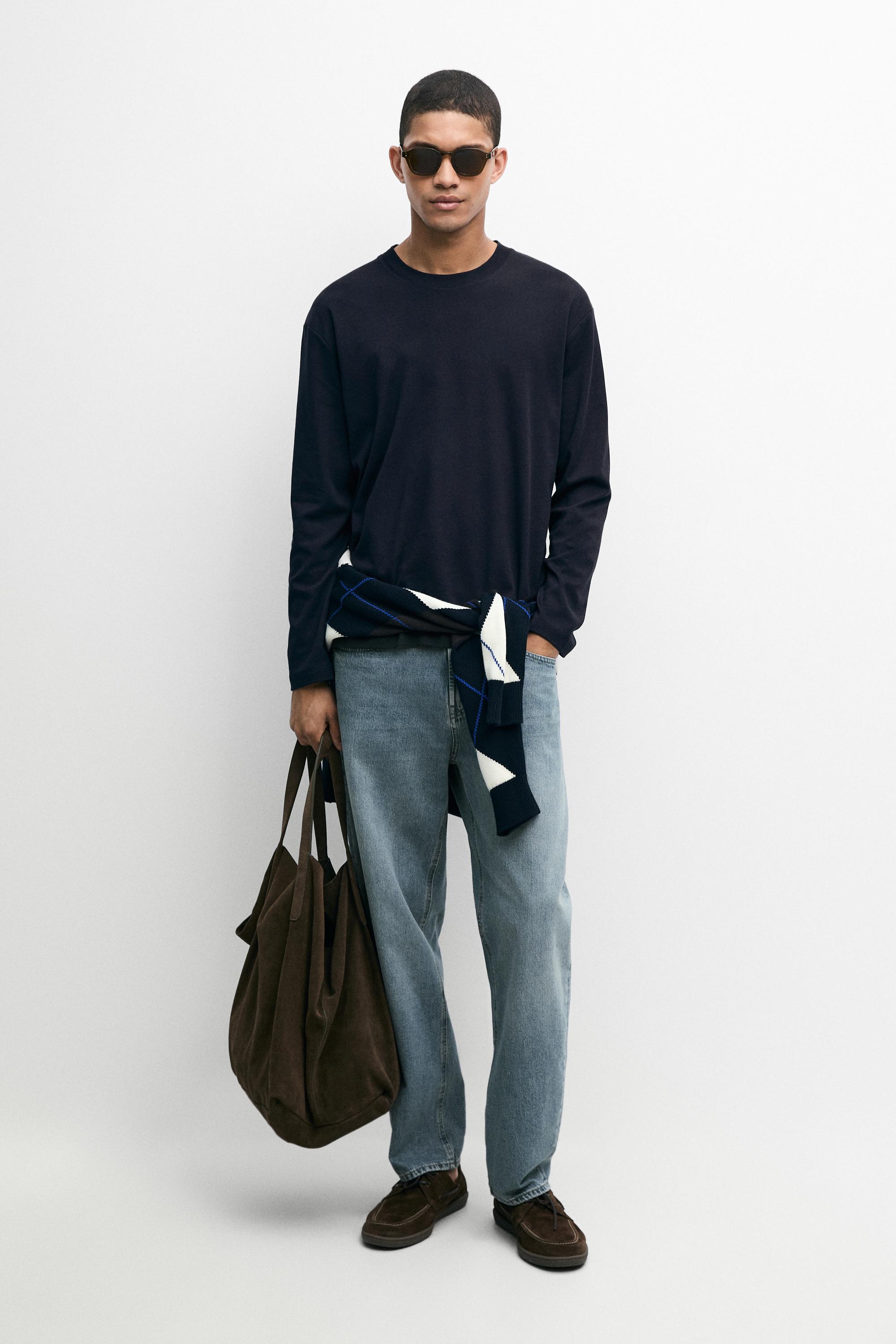 100% cotton long sleeve T-shirt Navy Blue