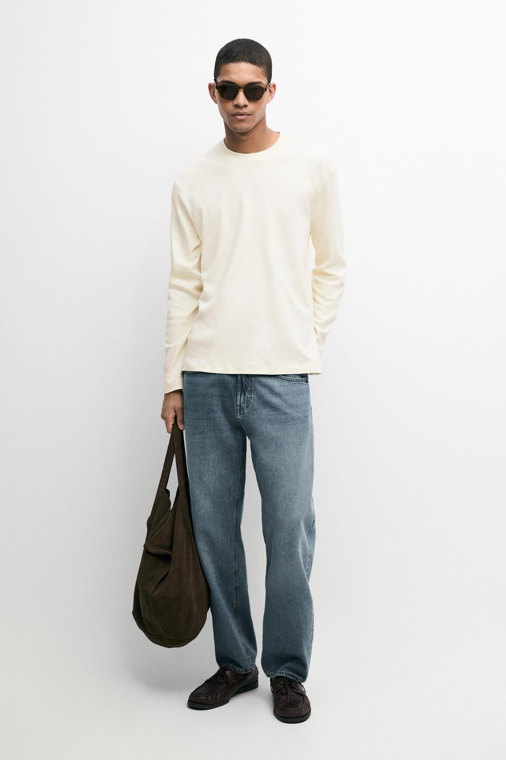 100% cotton long sleeve T-shirt Vanilla