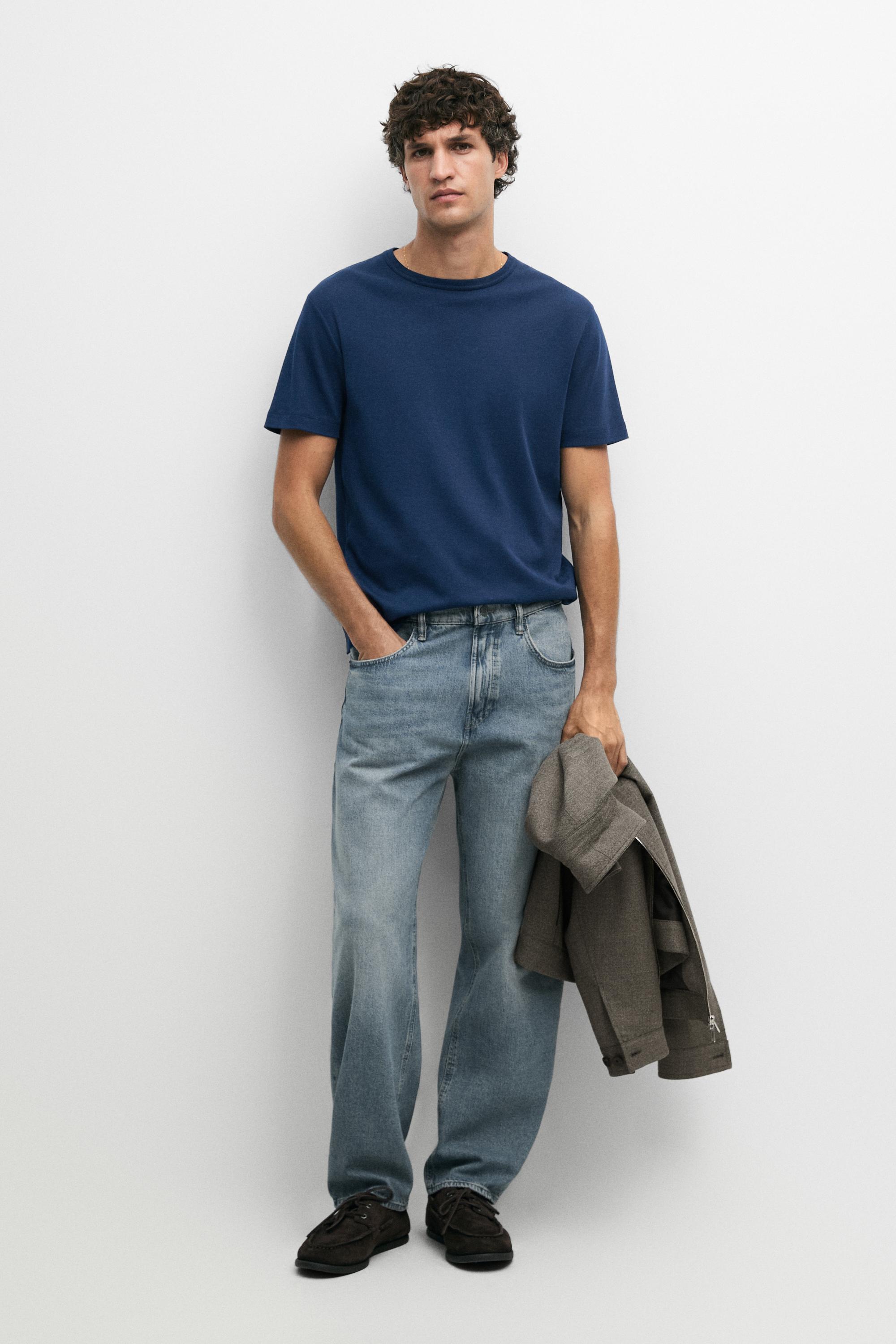 100% Cotton Short-Sleeve T-Shirt Faded Petrol Blue
