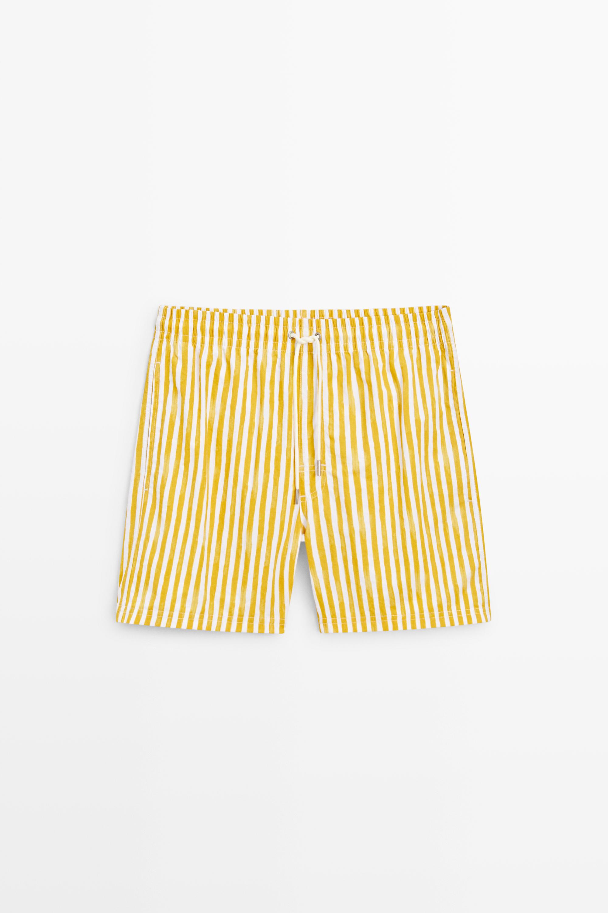 Striped printed swimming trunks Yellow