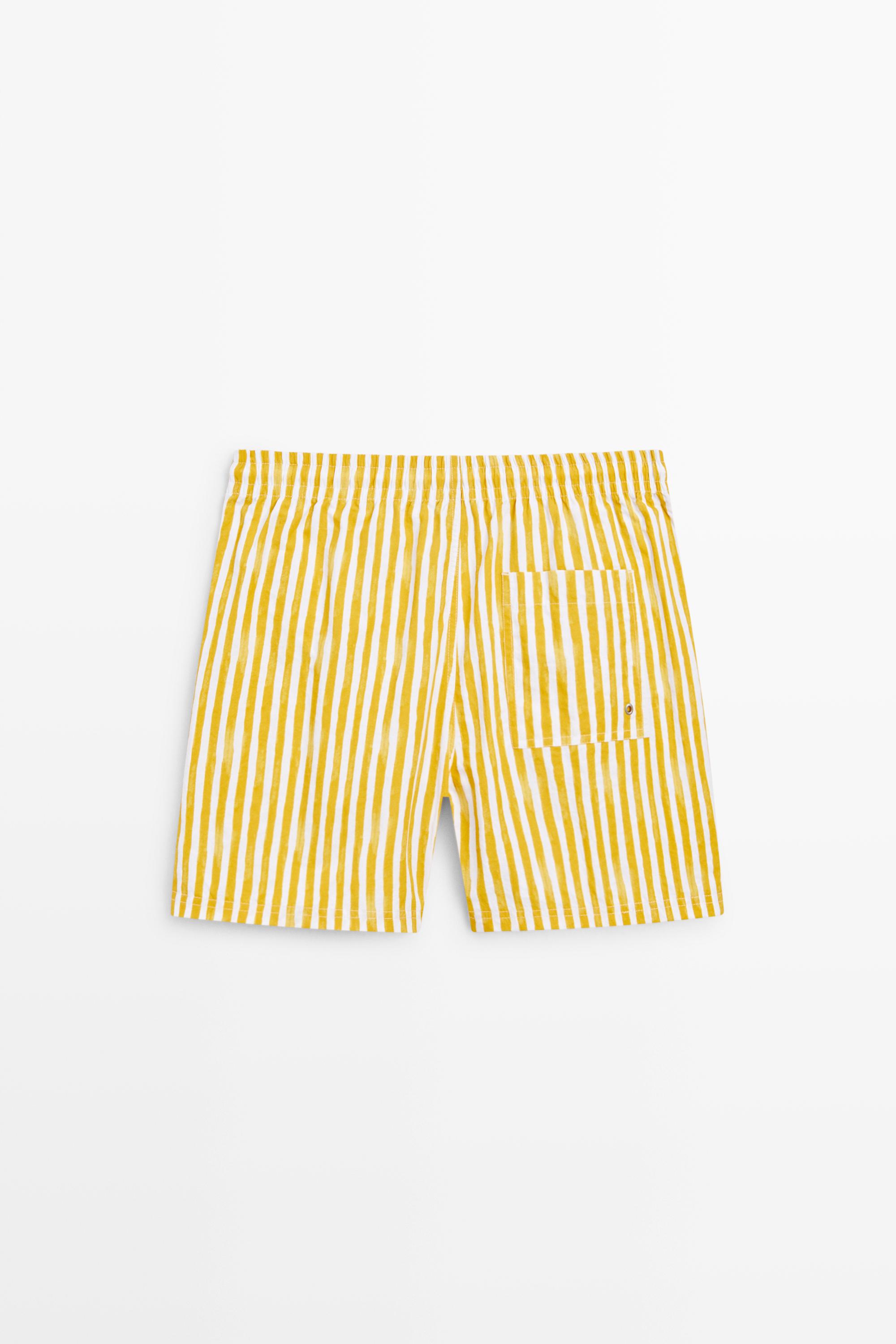 Striped printed swimming trunks Yellow