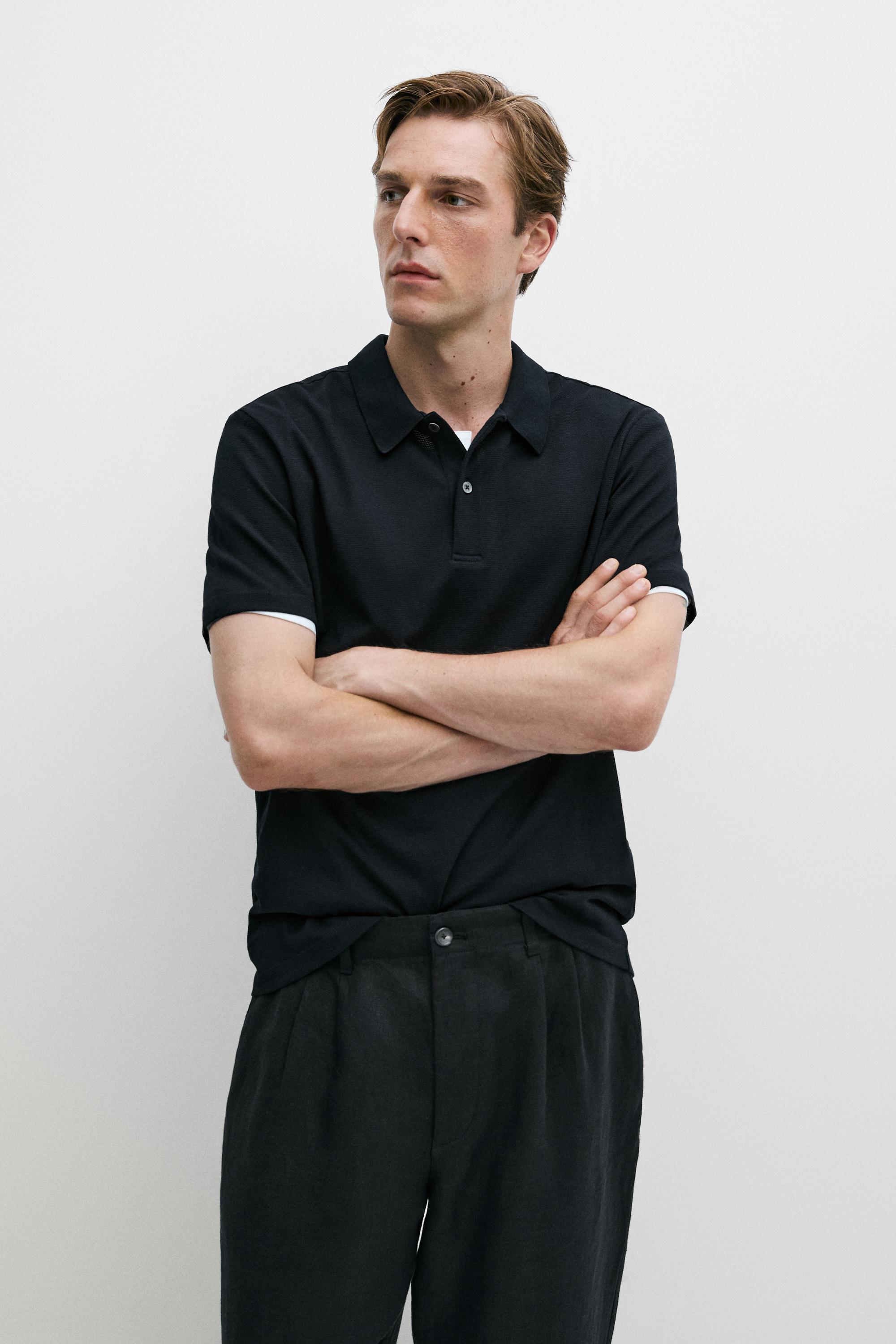 100% cotton structured polo shirt Navy Blue