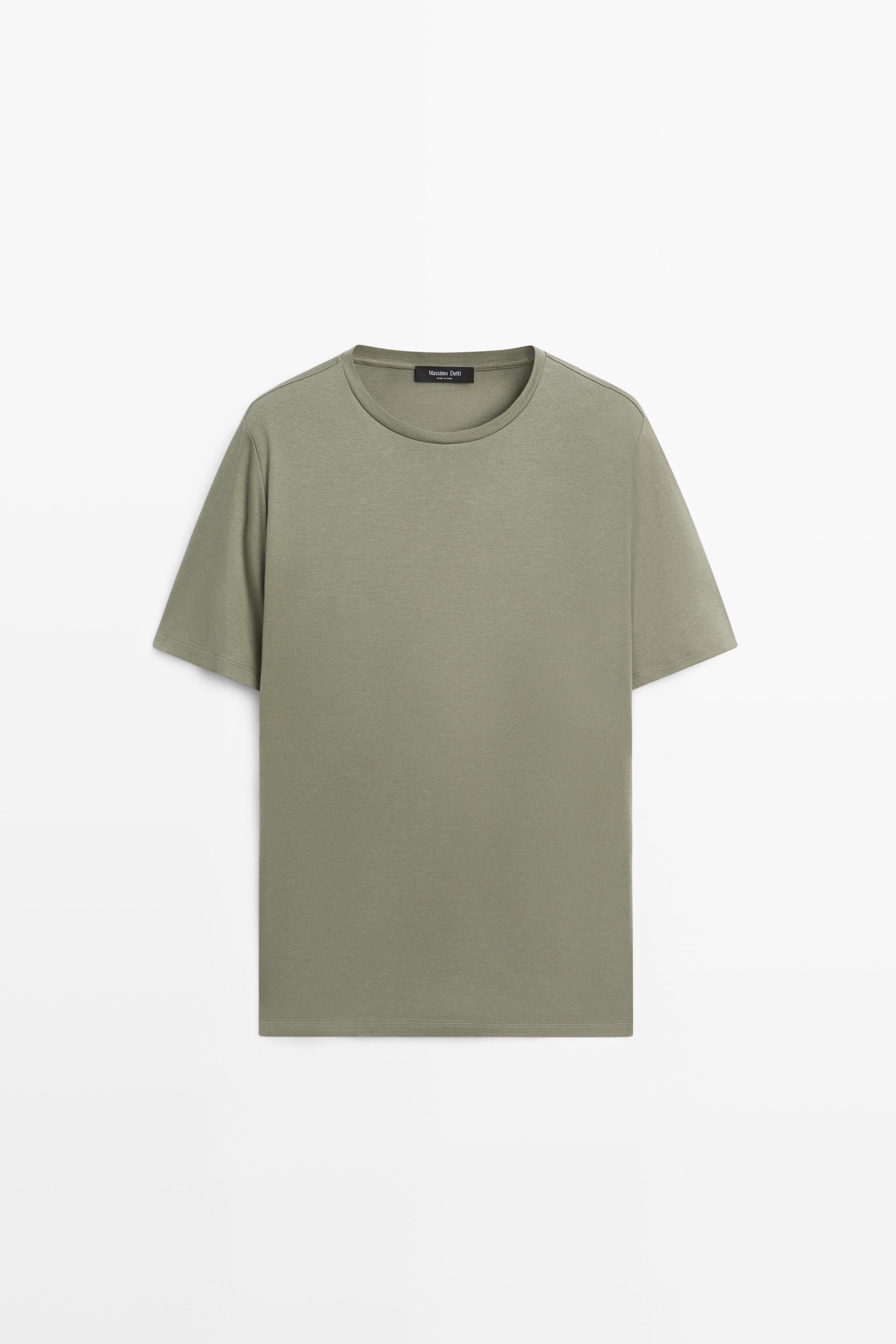 Cotton blend short sleeve T-shirt Moss Green