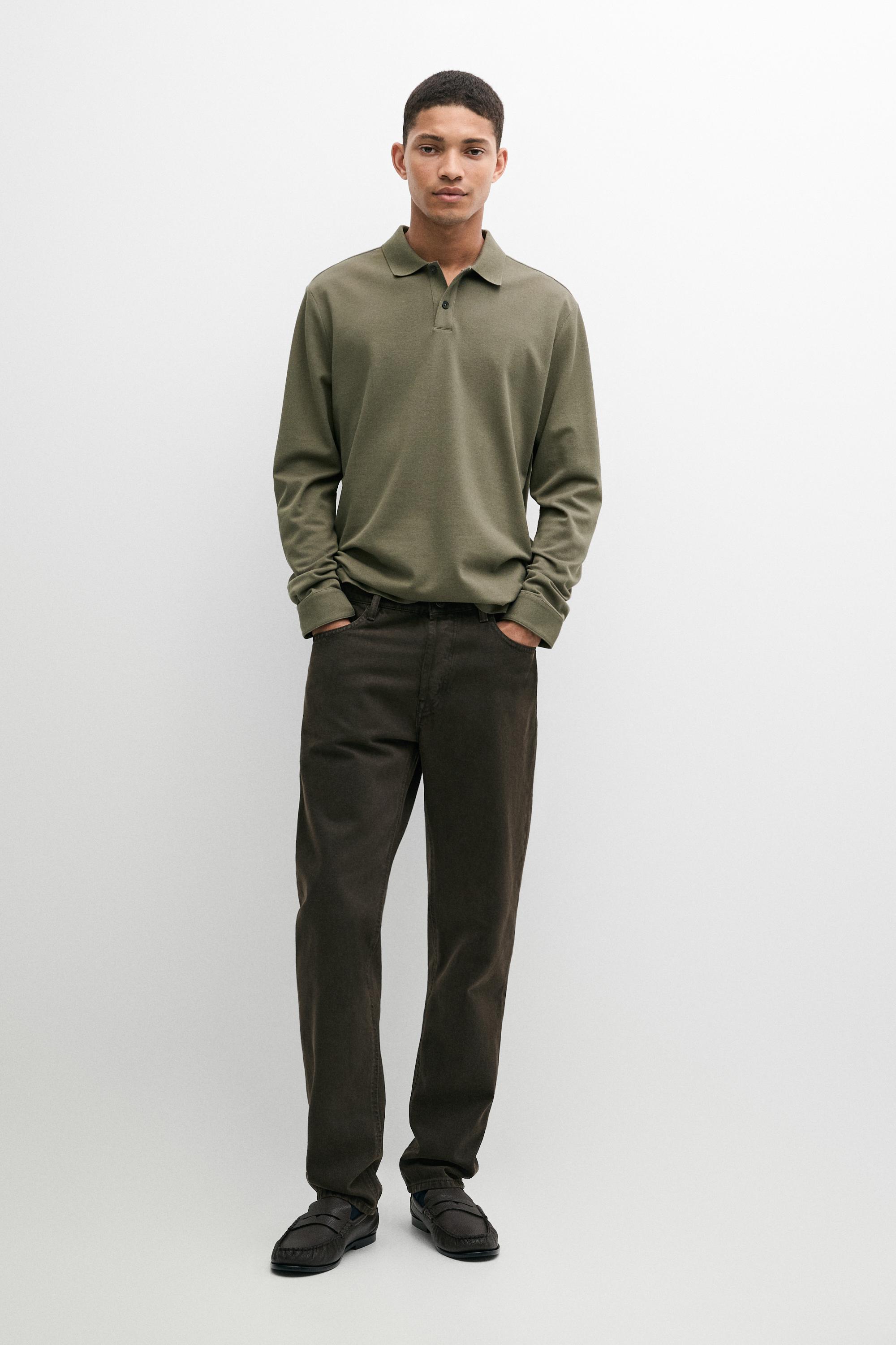 100% cotton micro-textured knit polo shirt Green