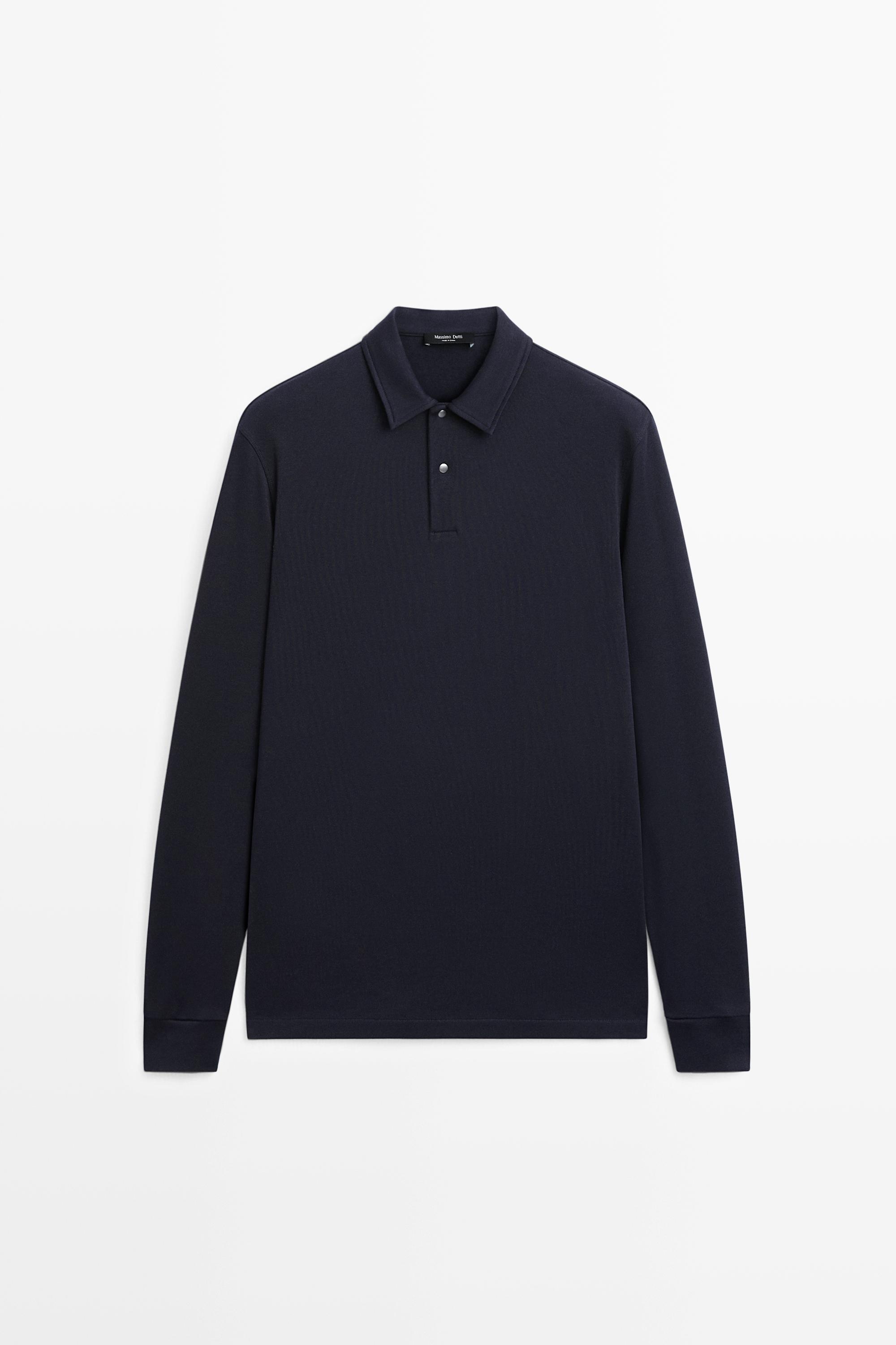 100% cotton long sleeve polo shirt Ink Blue