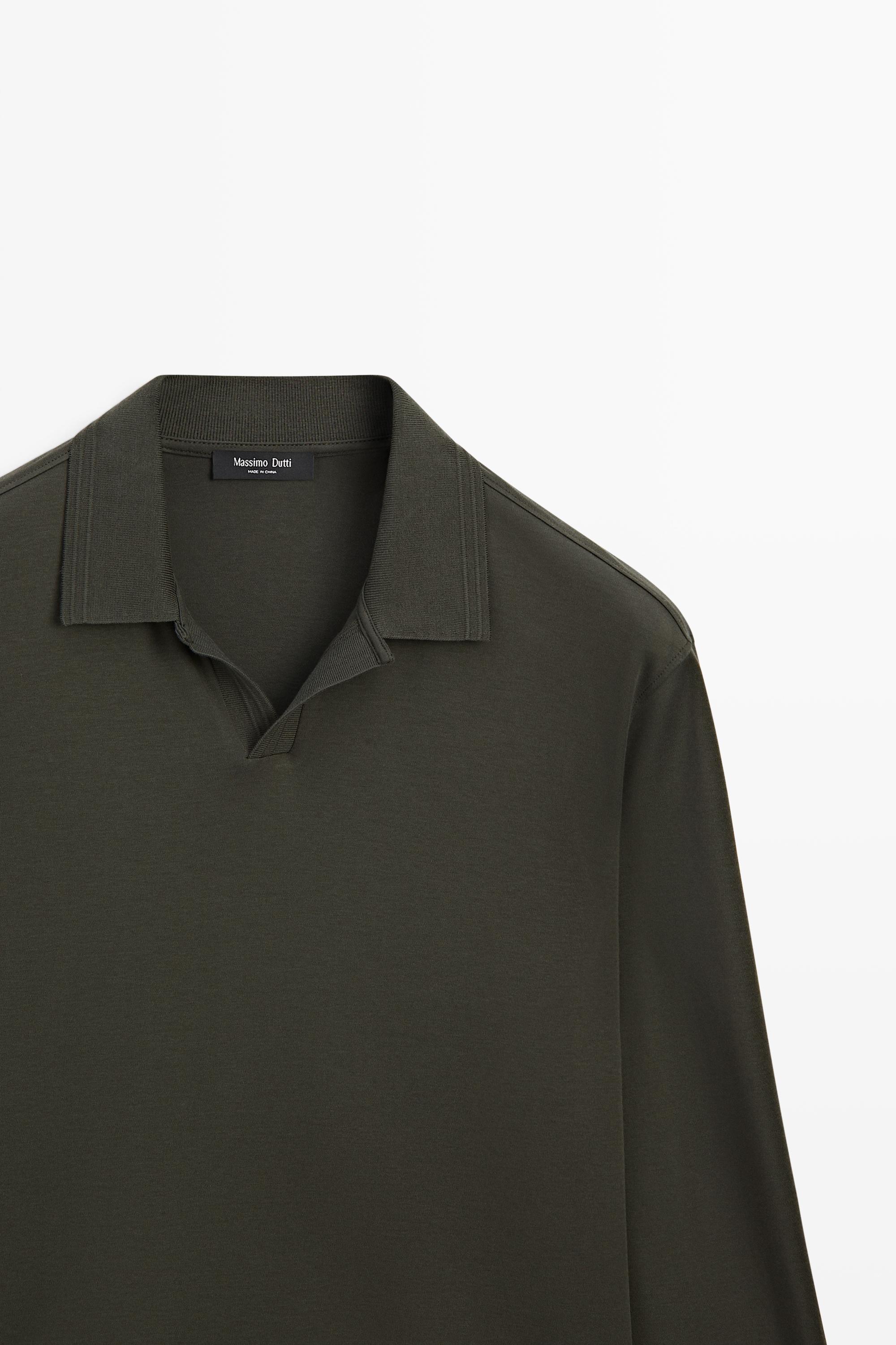 100% cotton long sleeve polo shirt Pale Ochre