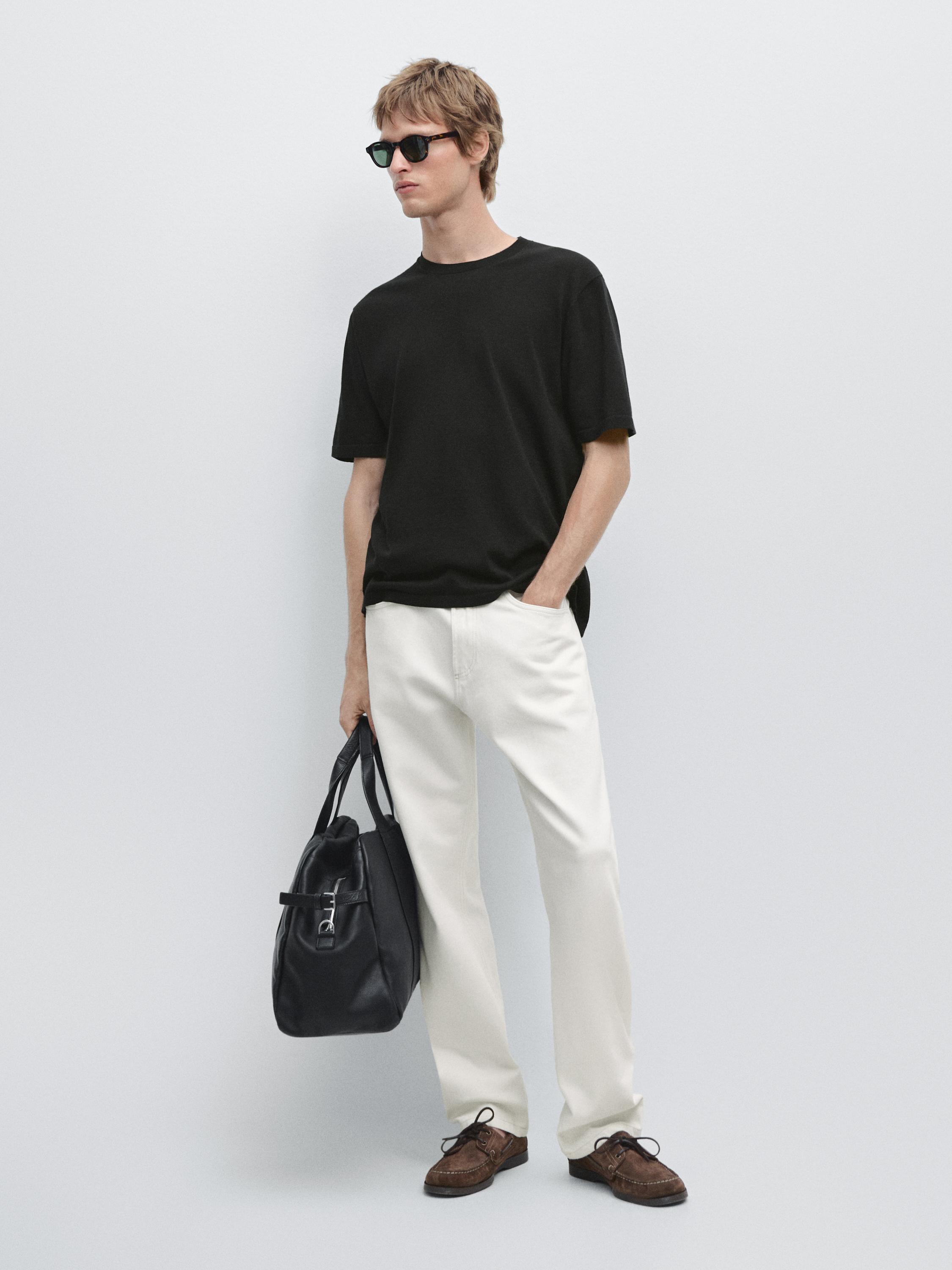 100% cotton short sleeve knit sweater Black