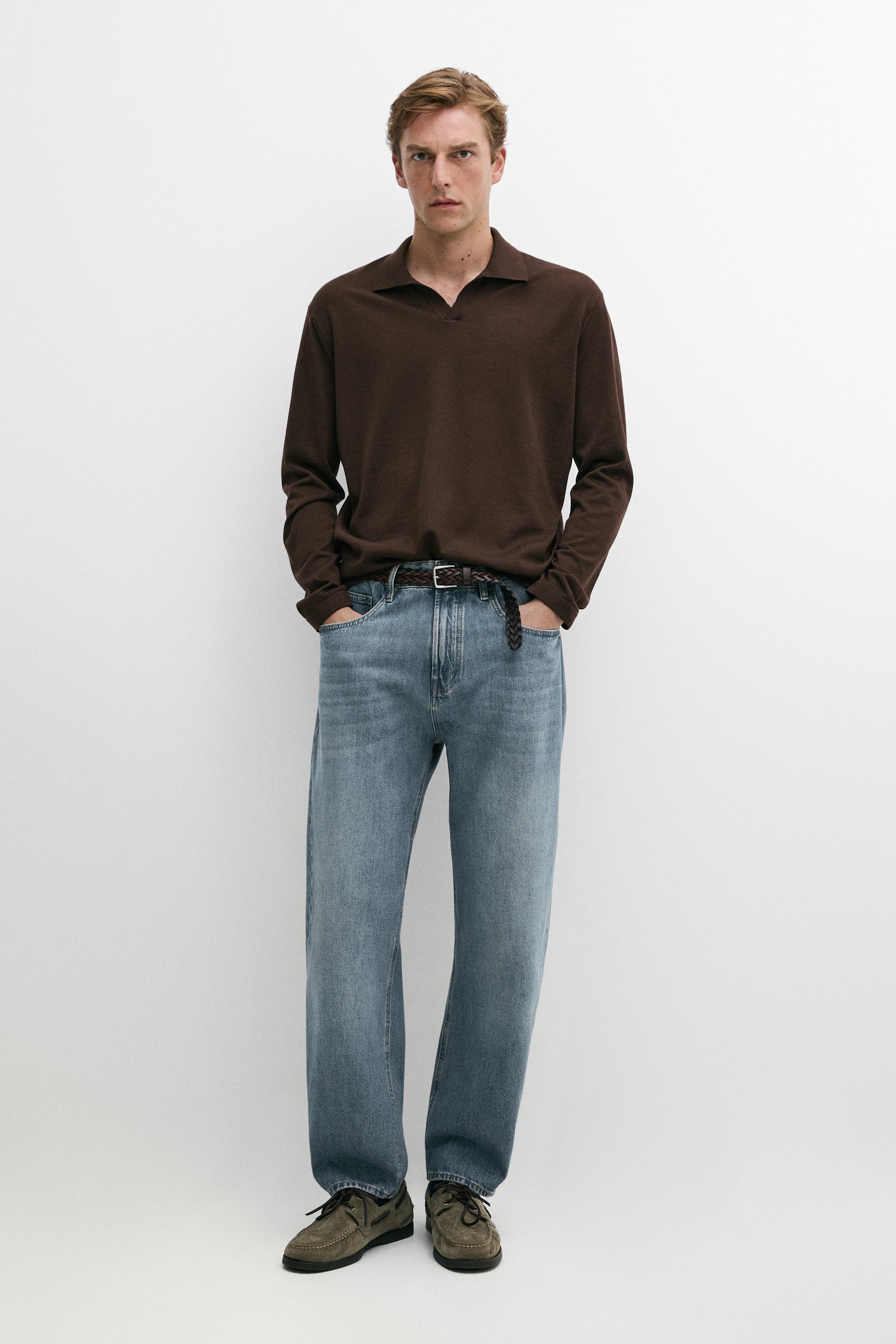 100% merino wool knit polo sweater Mole Brown