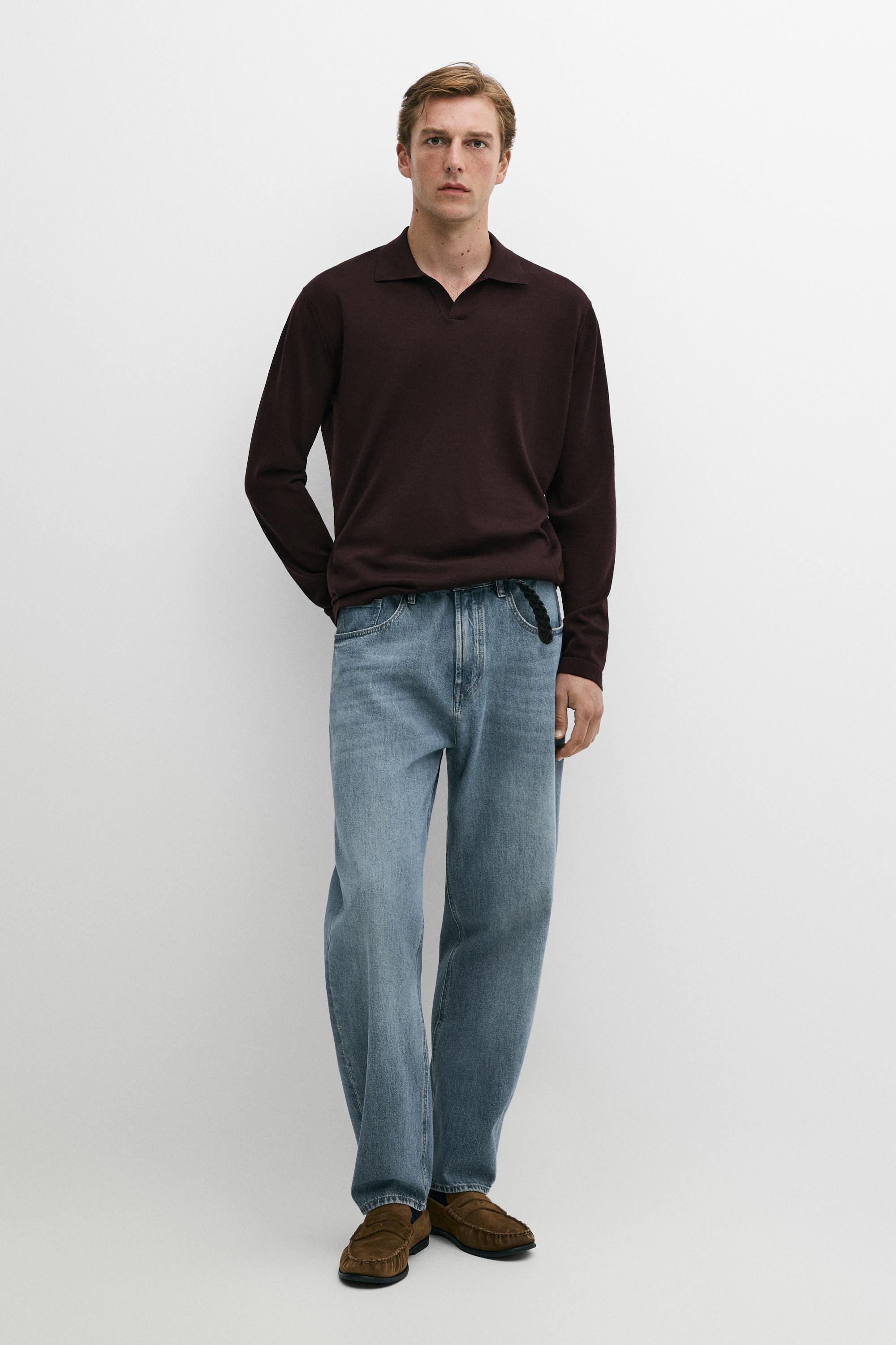 100% merino wool knit polo sweater Maroon