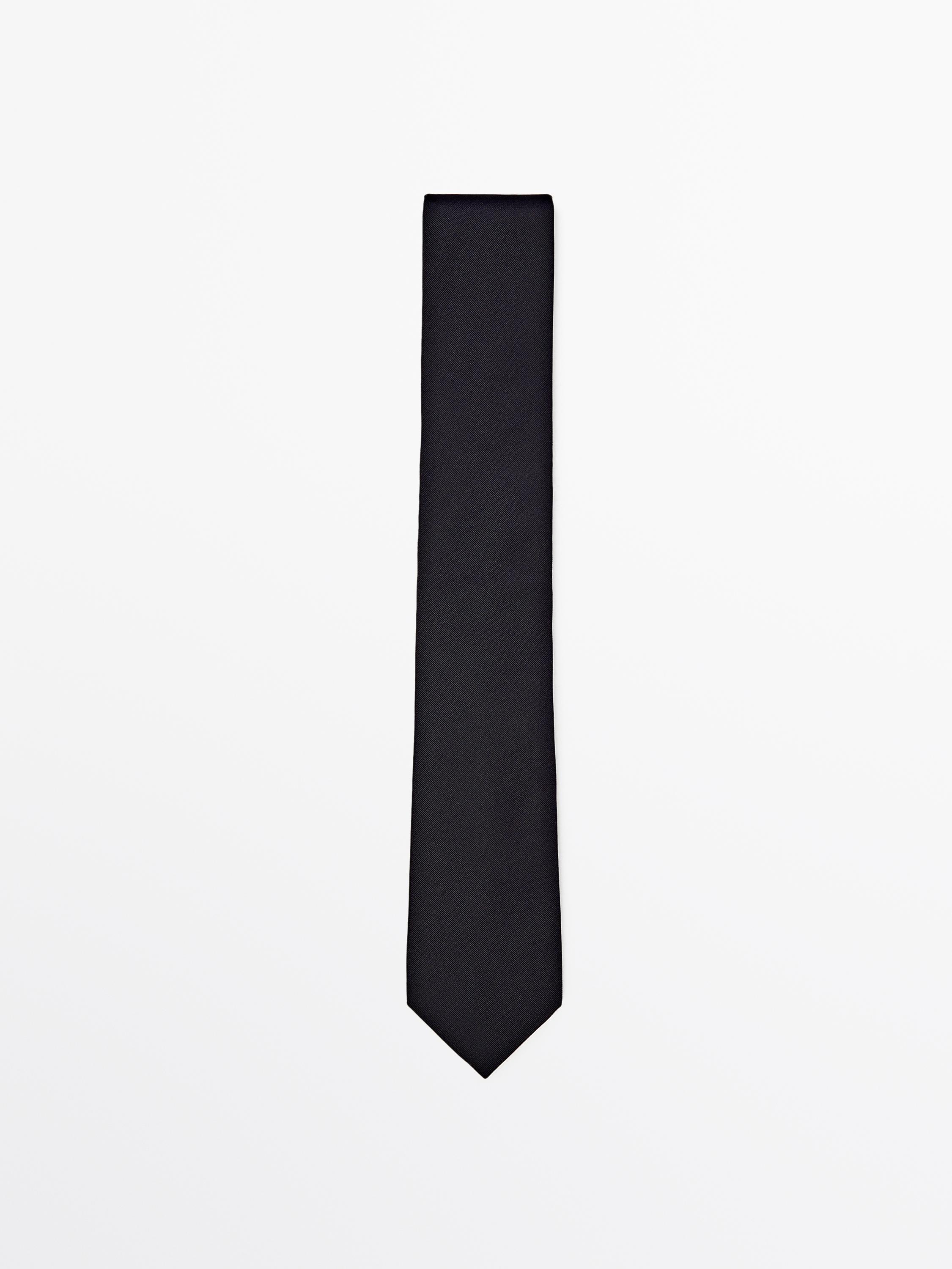 Cotton and silk blend twill tie Blue