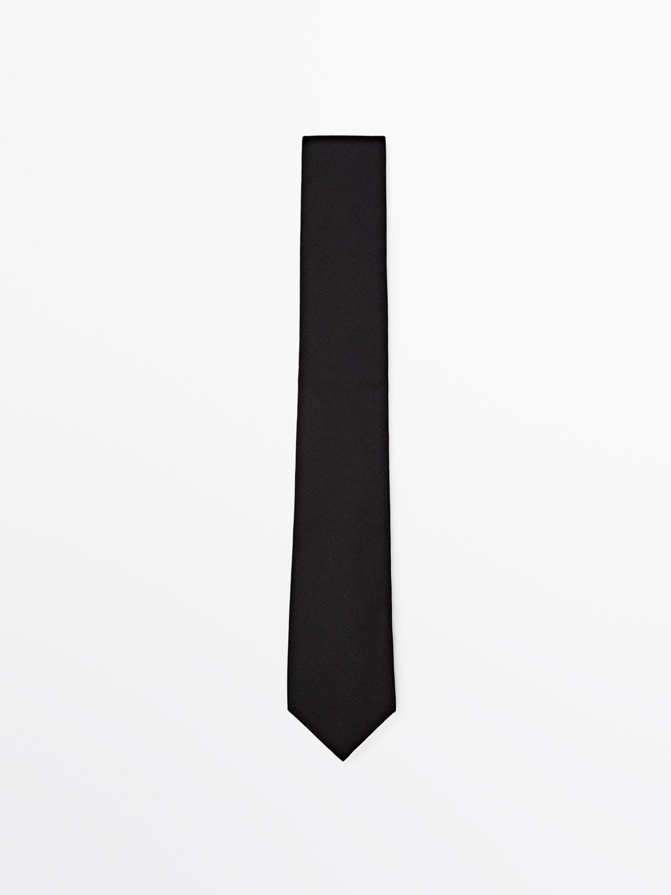 Cotton and silk blend twill tie Black