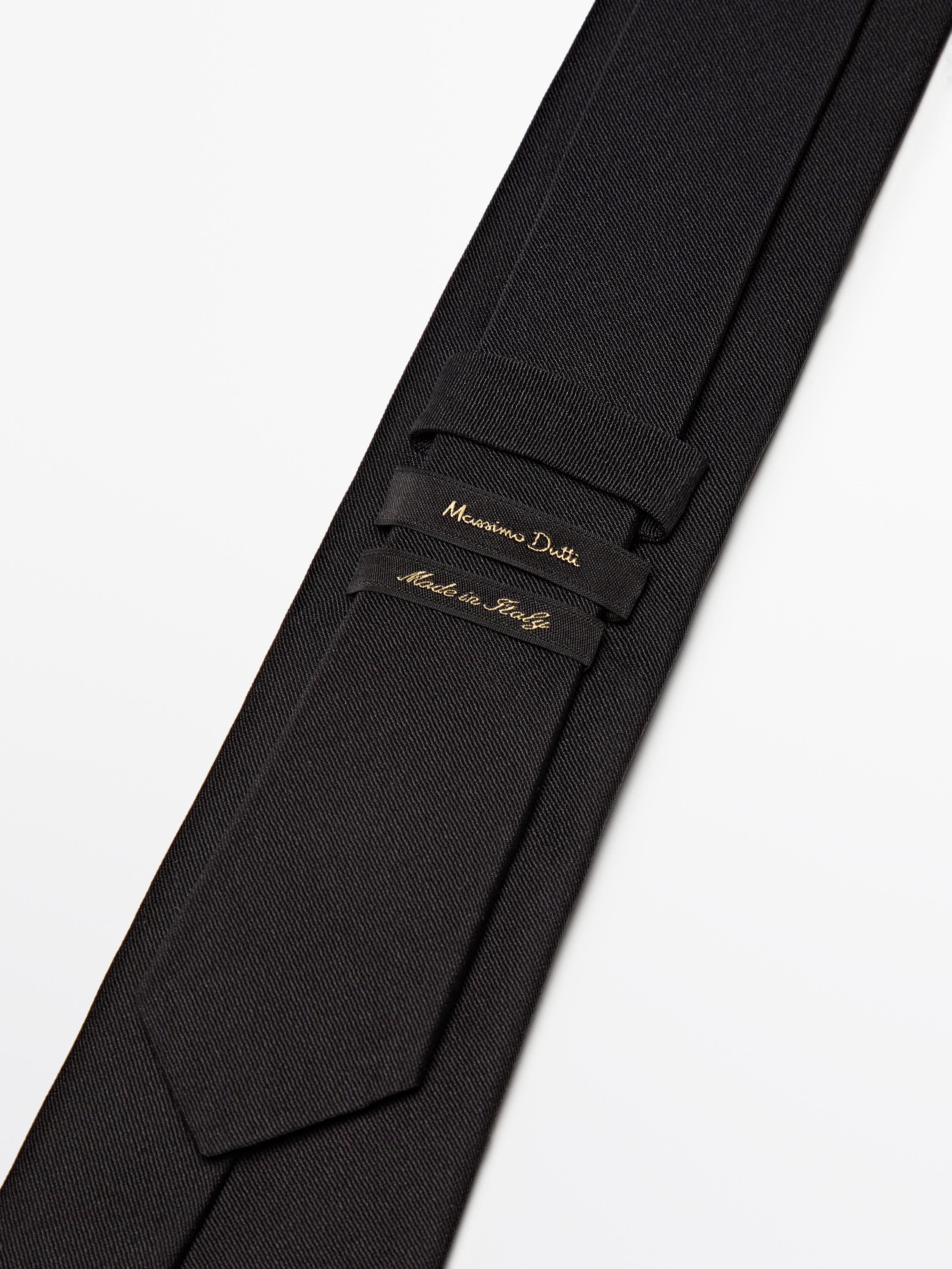 Cotton and silk blend twill tie Black