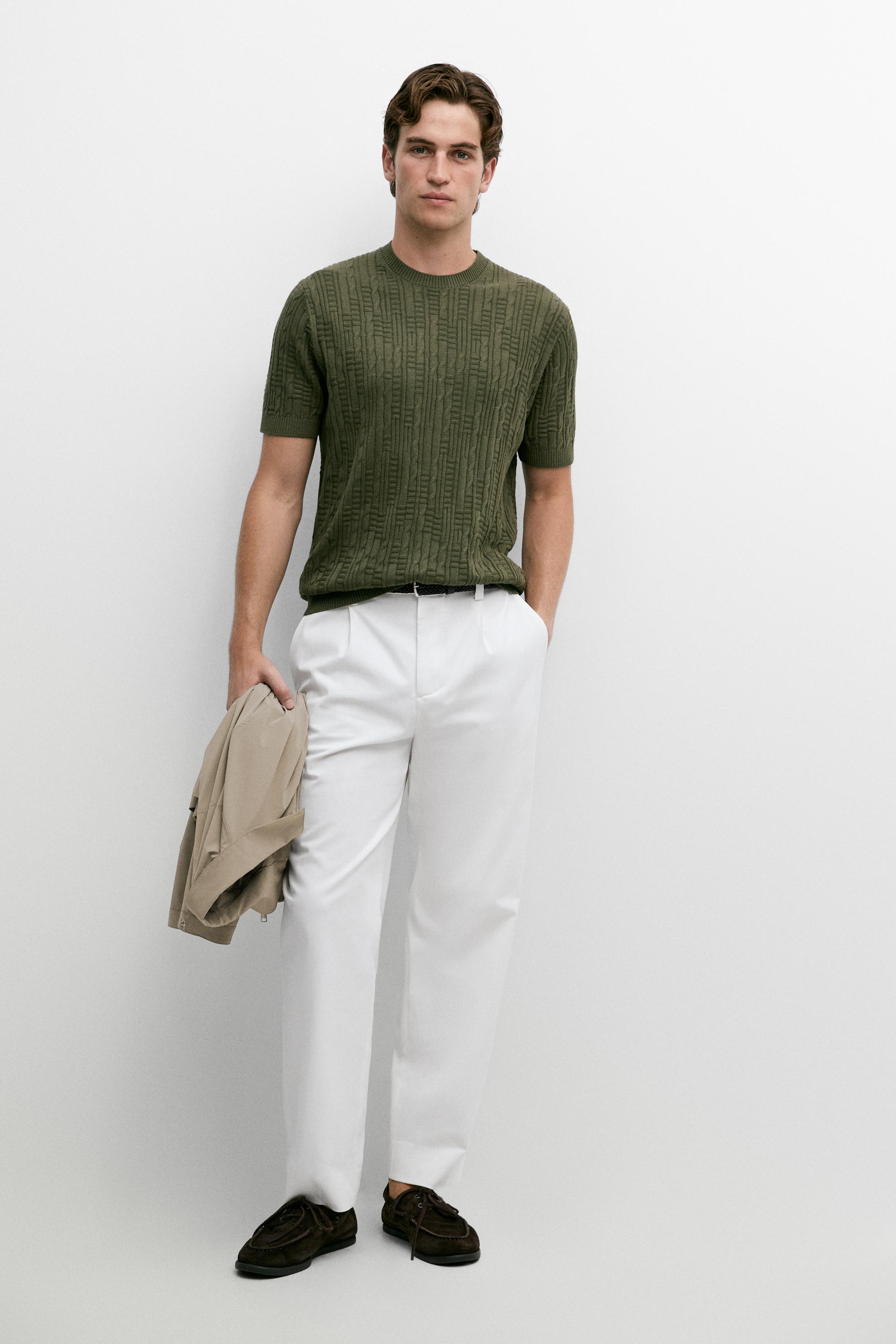Cotton blend knit sweater Green