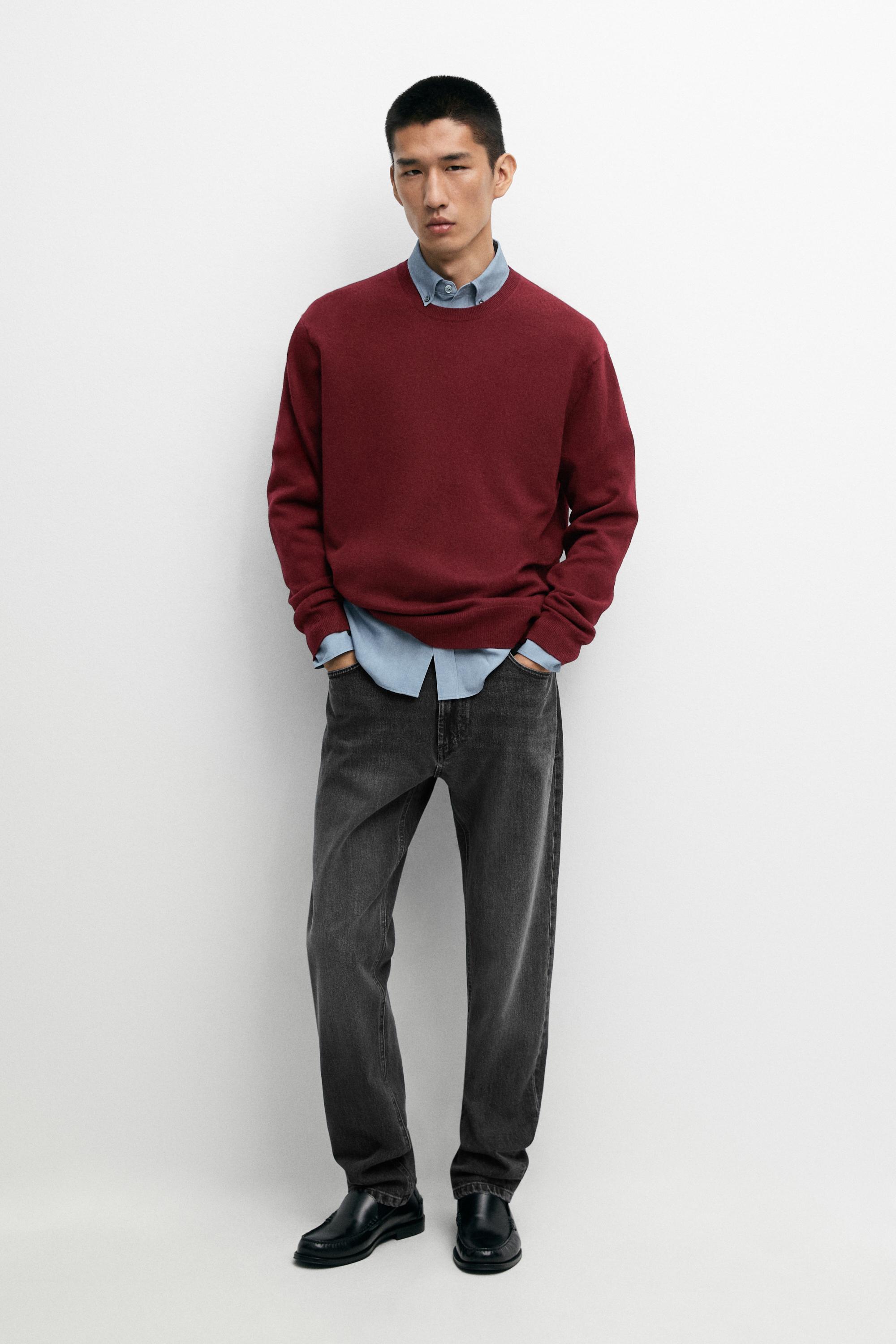 Knit 100% cashmere round neck sweater Dark Pink