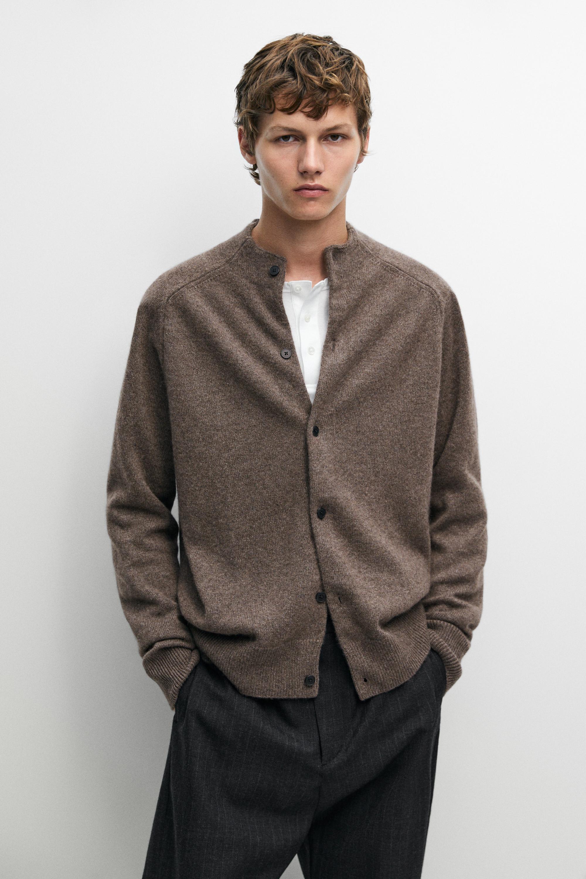 100% cashmere knit bomber cardigan Sand