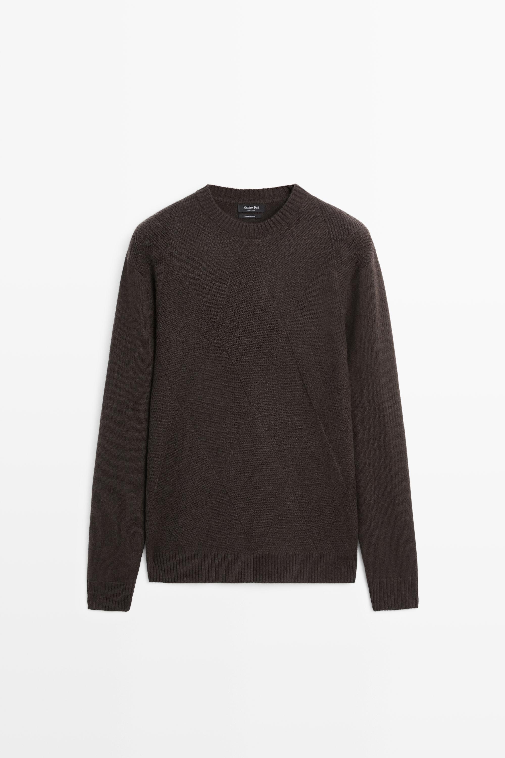 Cashmere and wool blend crew neck sweater Khaki Green