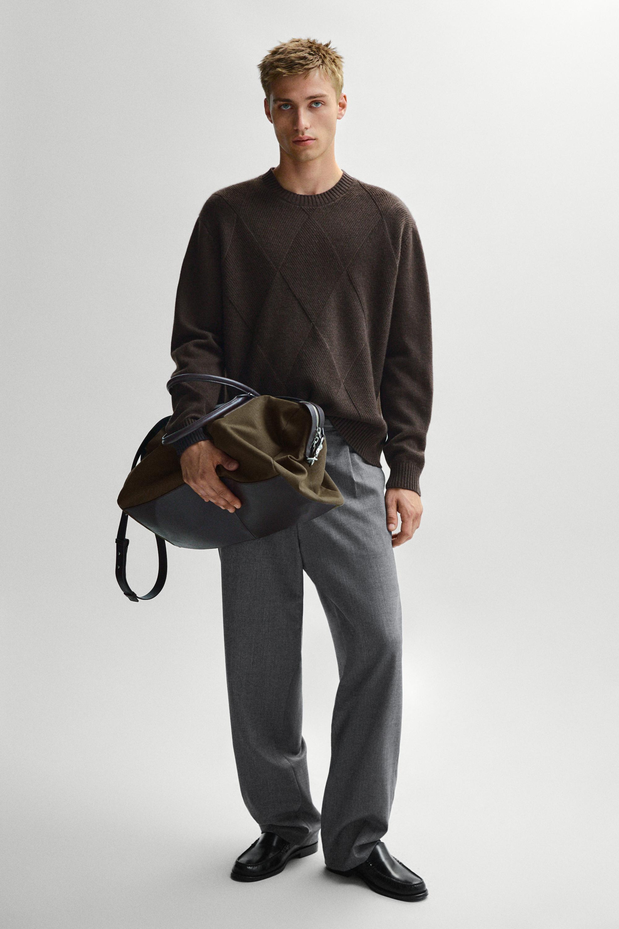 Cashmere and wool blend crew neck sweater Khaki Green
