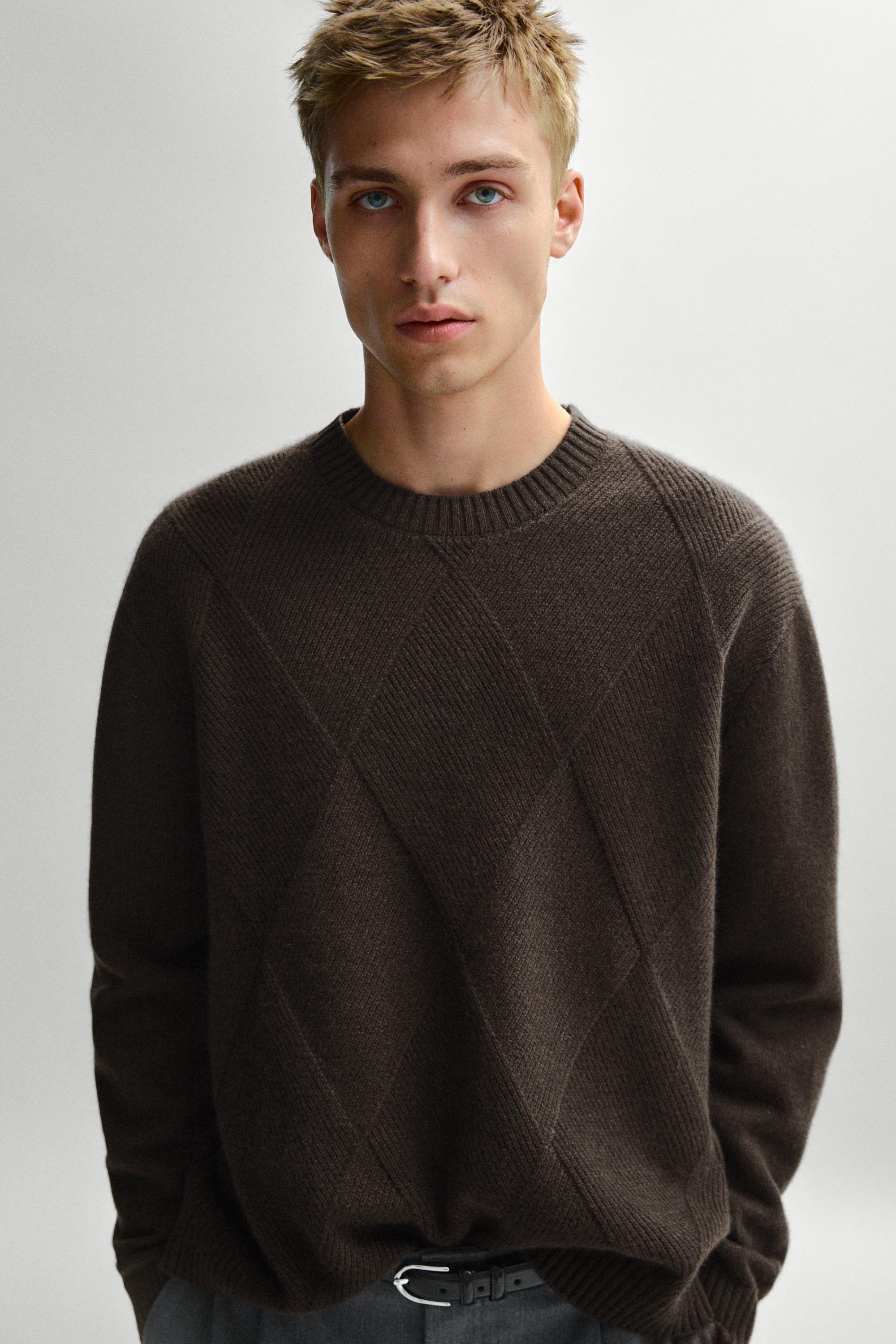 Cashmere and wool blend crew neck sweater Khaki Green