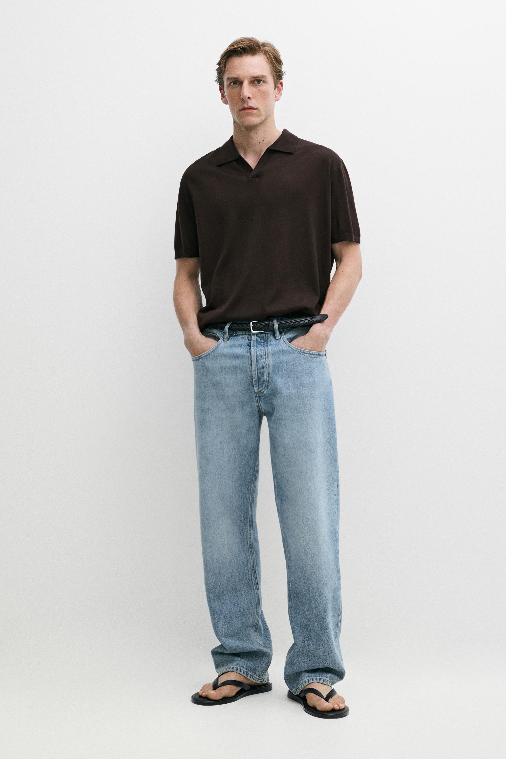 Short sleeve wool blend knit polo shirt Brown