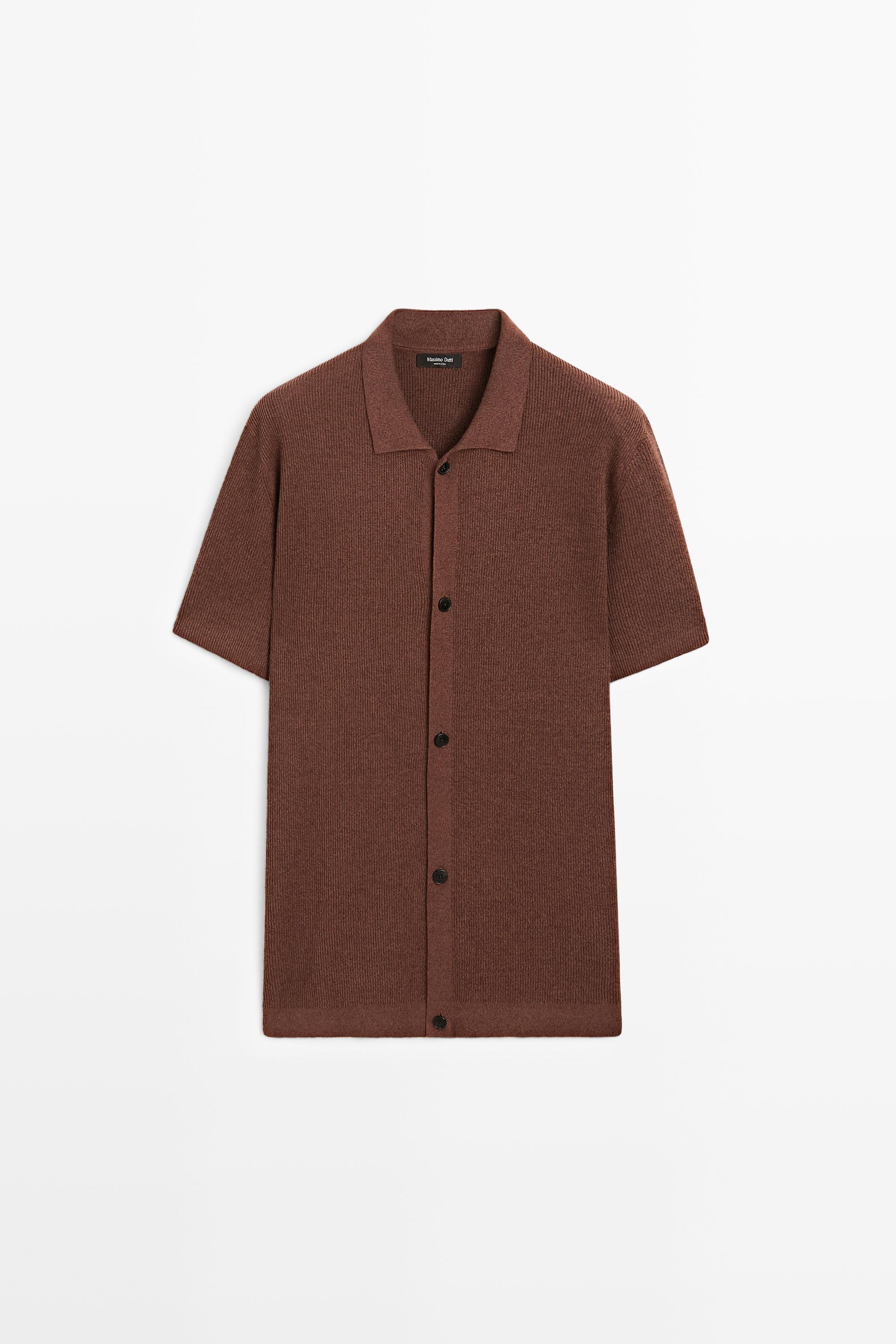 Linen blend knit shirt-collar polo Terra Cota