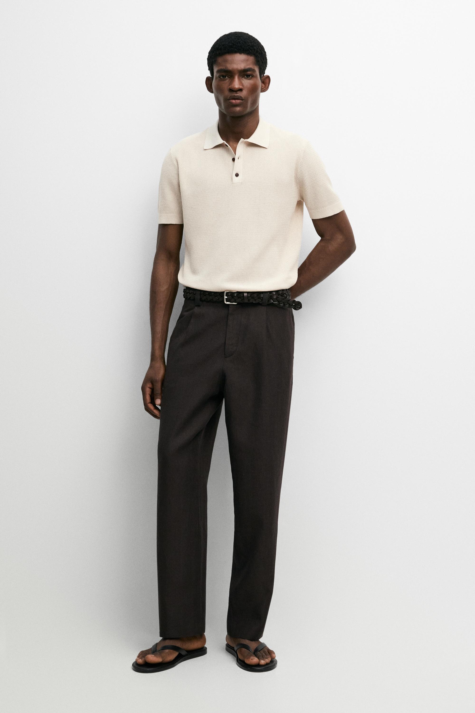 100% cotton button-collar polo shirt Cream