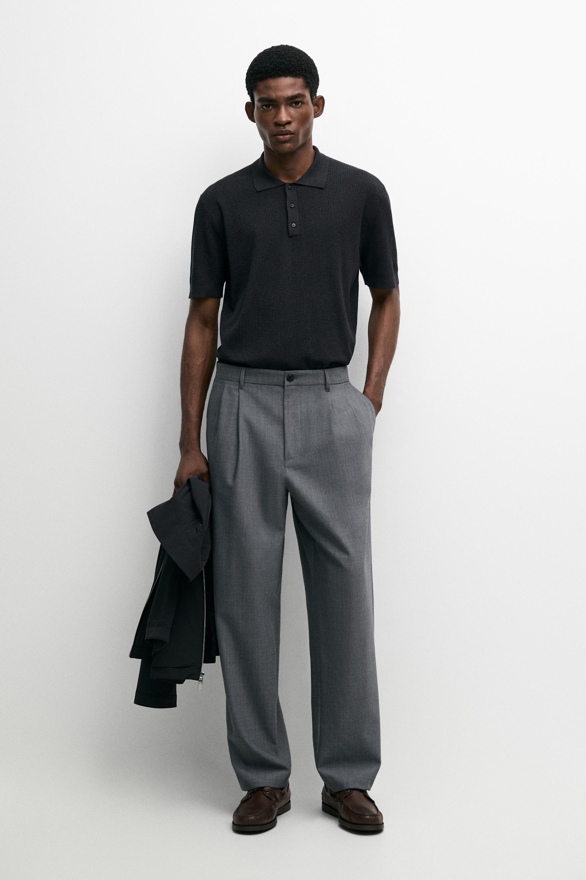100% cotton button-collar polo shirt Charcoal Grey