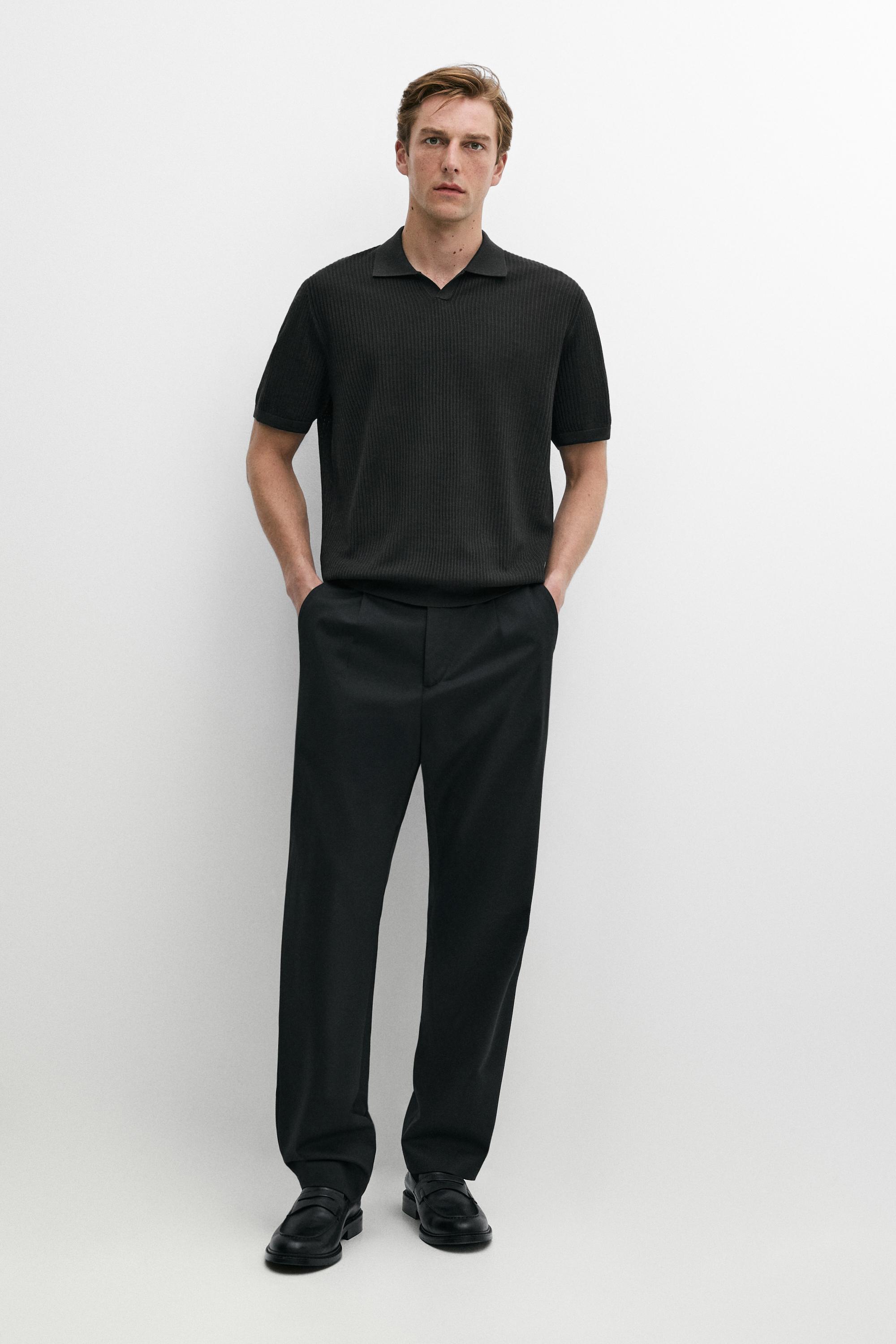 Wool blend short sleeve knit polo Greyish Green