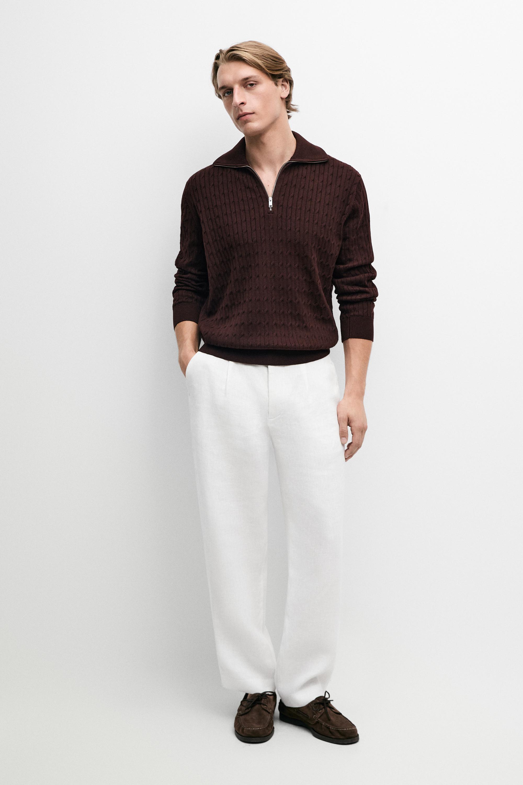 Mock neck knit zip sweater Burgundy