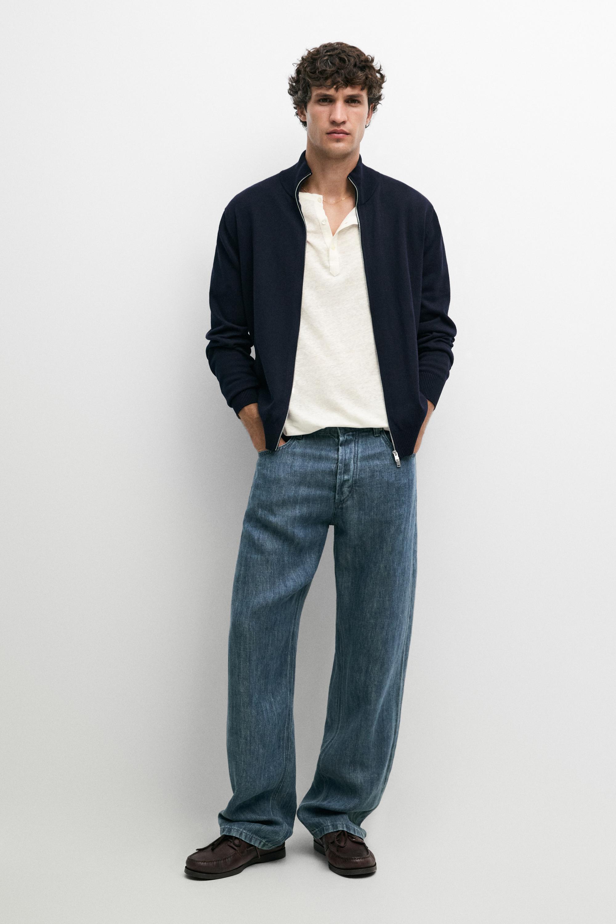100% cotton knit cardigan Navy Blue