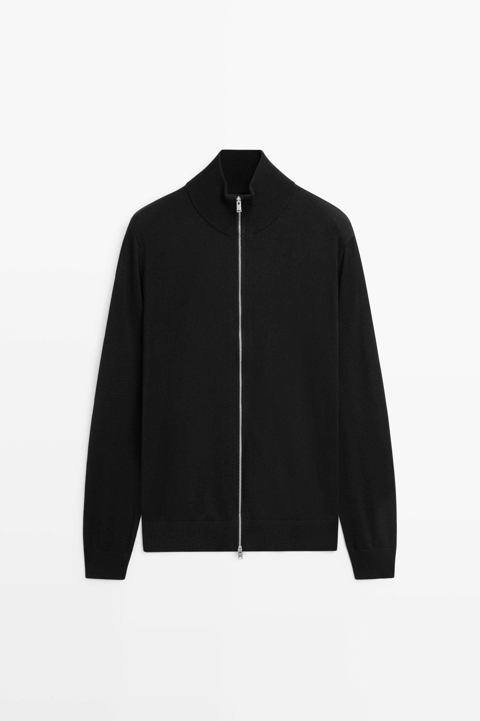 100% cotton knit cardigan Black
