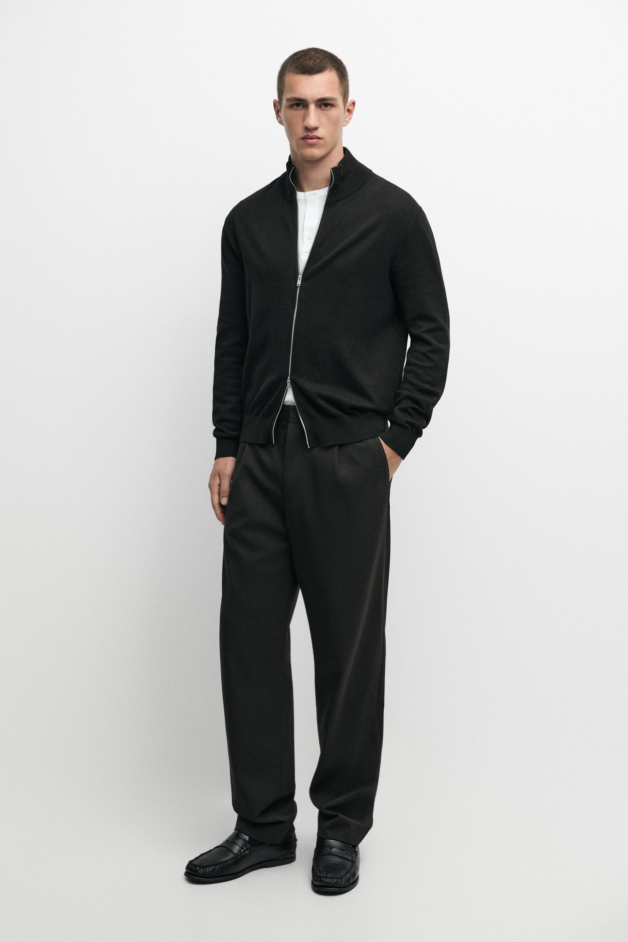 100% cotton knit cardigan Black